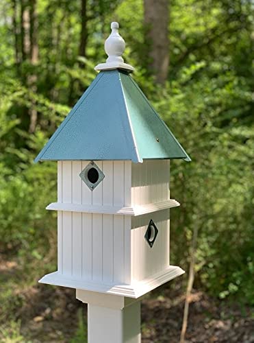 Extra Large 2-Story Bird House with 4 Entry Holes | Handmade in USA | Weather-Resistant PVC Material | Perfect for Outdoor Gardens, Backyards & Bird Watching