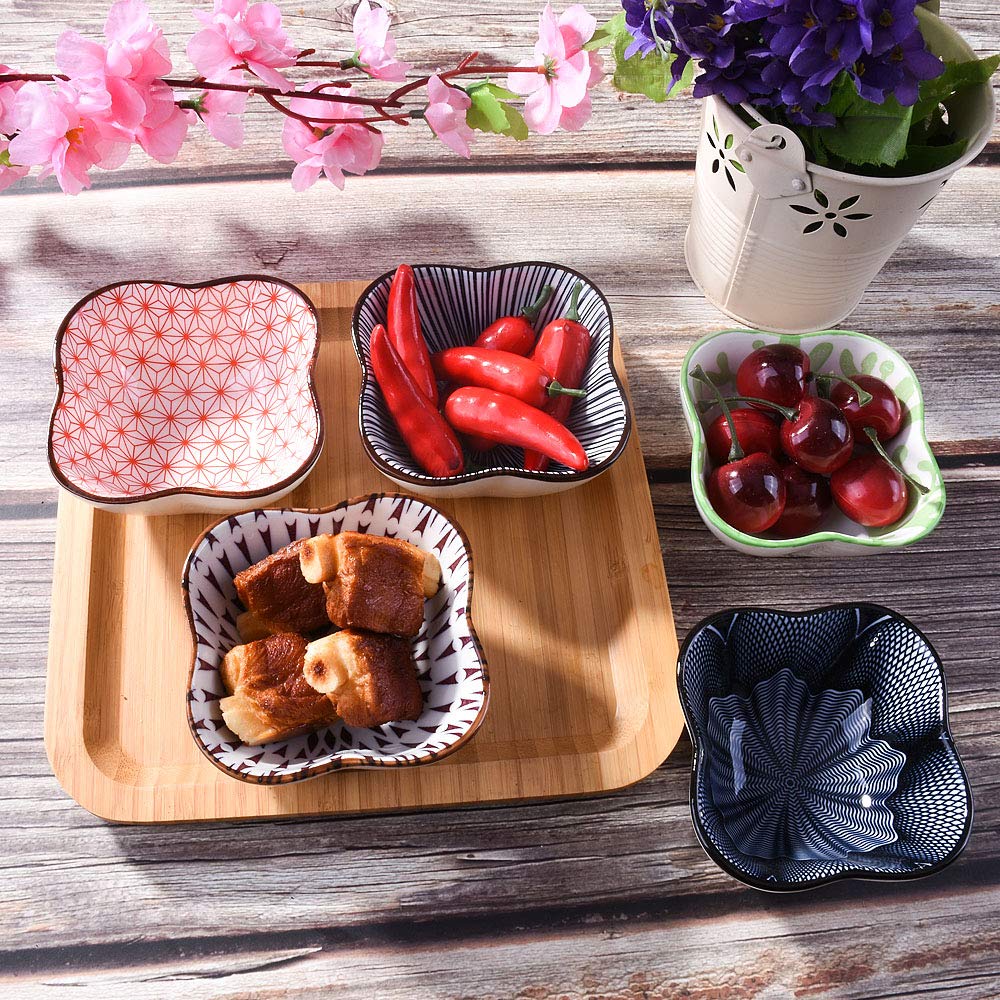 Premium Ceramic Soy Sauce Dishes Set of 5 - Small Dipping Bowls for Sushi, Ketchup, BBQ & Seasoning - Perfect for Asian Cuisine, Restaurants & Home Dining