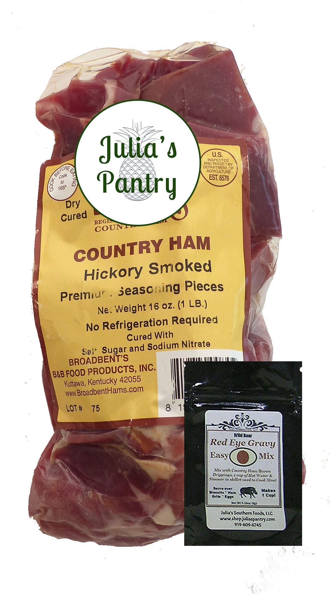 Julia's Pantry Hickory Smoked Country Premium Ham Seasoning Pieces - 1lb Package with Free Red Eye Gravy Sample | Perfect for Southern Cooking, Holiday Meals & BBQ Recipes