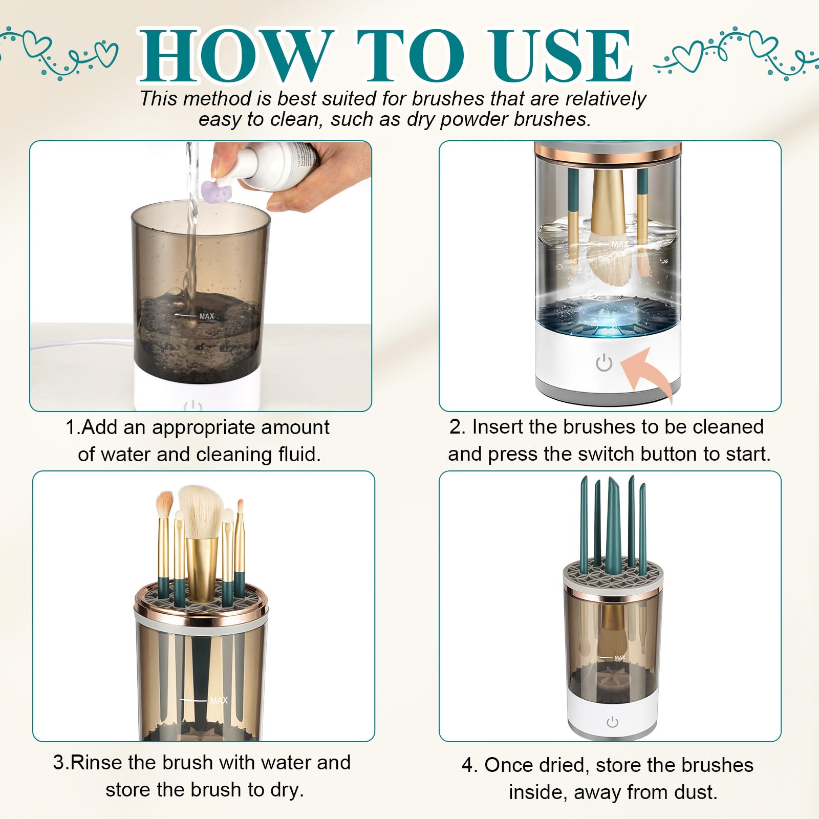 Professional Makeup Brush Cleaner and Dryer Machine - Deep Cleaning & Fast Drying for All Brush Sizes - Essential Beauty Tool for Women & Makeup Artists - Perfect Valentine's Day Gift for Her - Ideal for Home Salon & Professional Makeup Kits