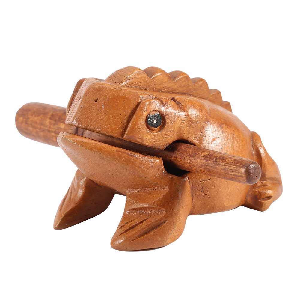 Hand Carved Wooden Frog Guiro with Mallet - Mini Percussion Instrument for All Ages, Retro Decor & Stress Relief Toy (10.6CM) - Perfect for Music Education, Home Decor, and Sensory Play
