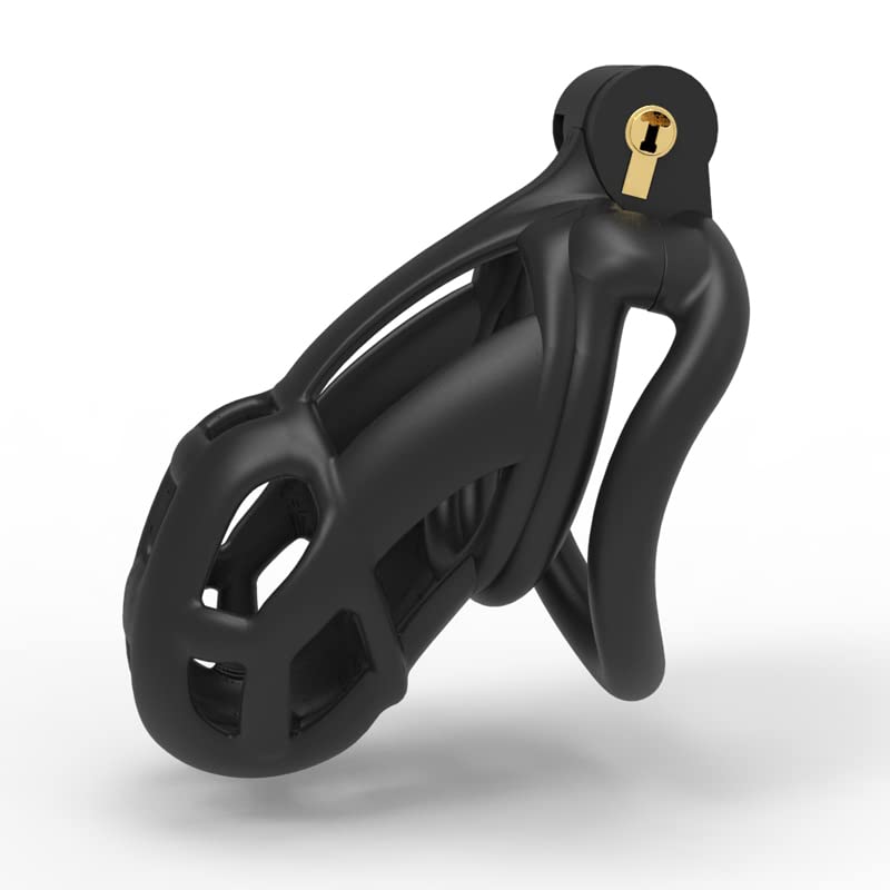 Cobra Male Chastity Cage 2.0 - Resin Cock Cage with 4 Adjustable Rings | Lightweight Penis Bondage Device for Men | BDSM Sex Toy for Couples Play, Locktober & Long-Term Wear (Small Size)