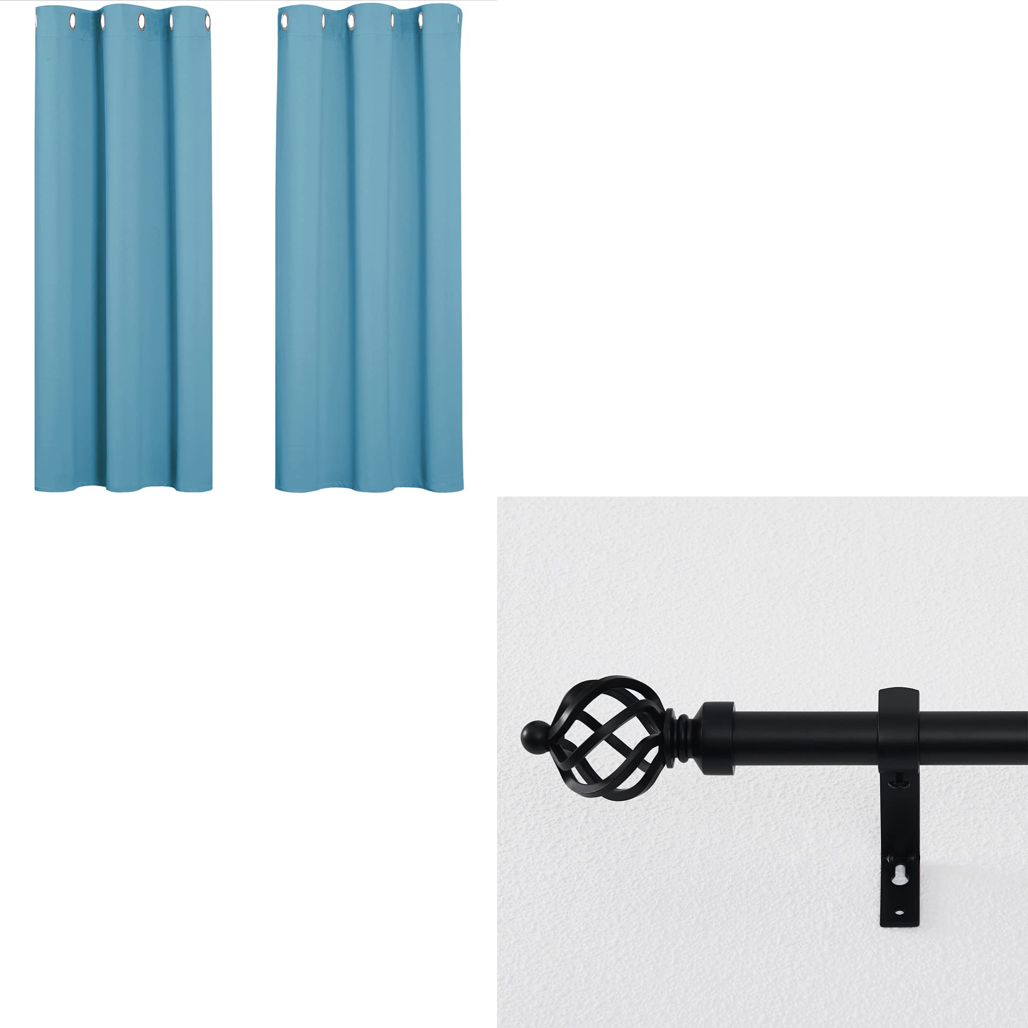NICETOWN Blackout Curtains Set with 1-Inch Twisted Cage Curtain Rod - Thermal Insulated Room Darkening Drapes for Bedroom, Living Room & Home Theater