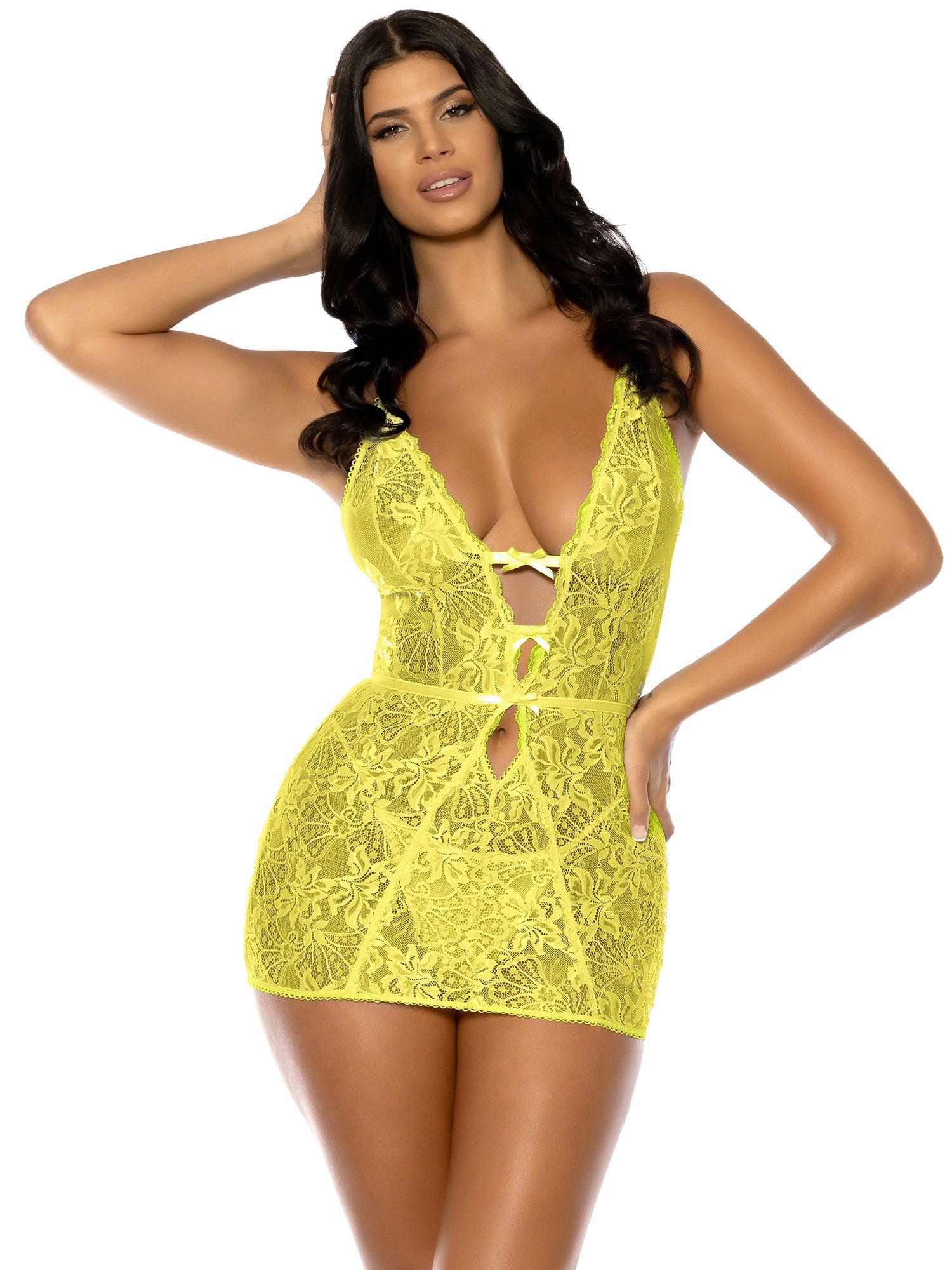 Lauren Lace Fitted Babydoll Lingerie - Sexy Lace Chemise Nightwear for Women, Perfect for Valentine's Day, Honeymoon & Romantic Nights