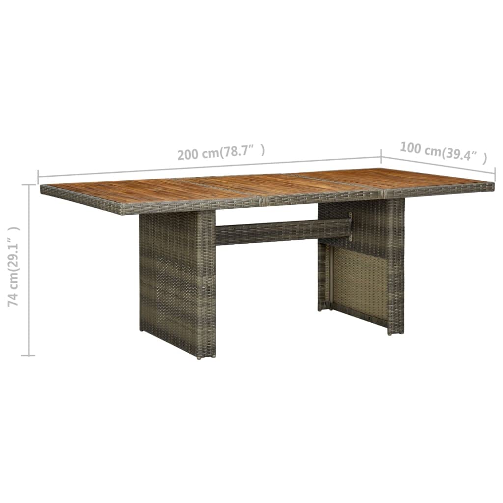 Outdoor Patio Table - Brown Poly Rattan & Solid Acacia Wood Garden Table for Deck, Lawn, Backyard, Terrace | Perfect for Dining, Entertaining & Relaxing Outdoors