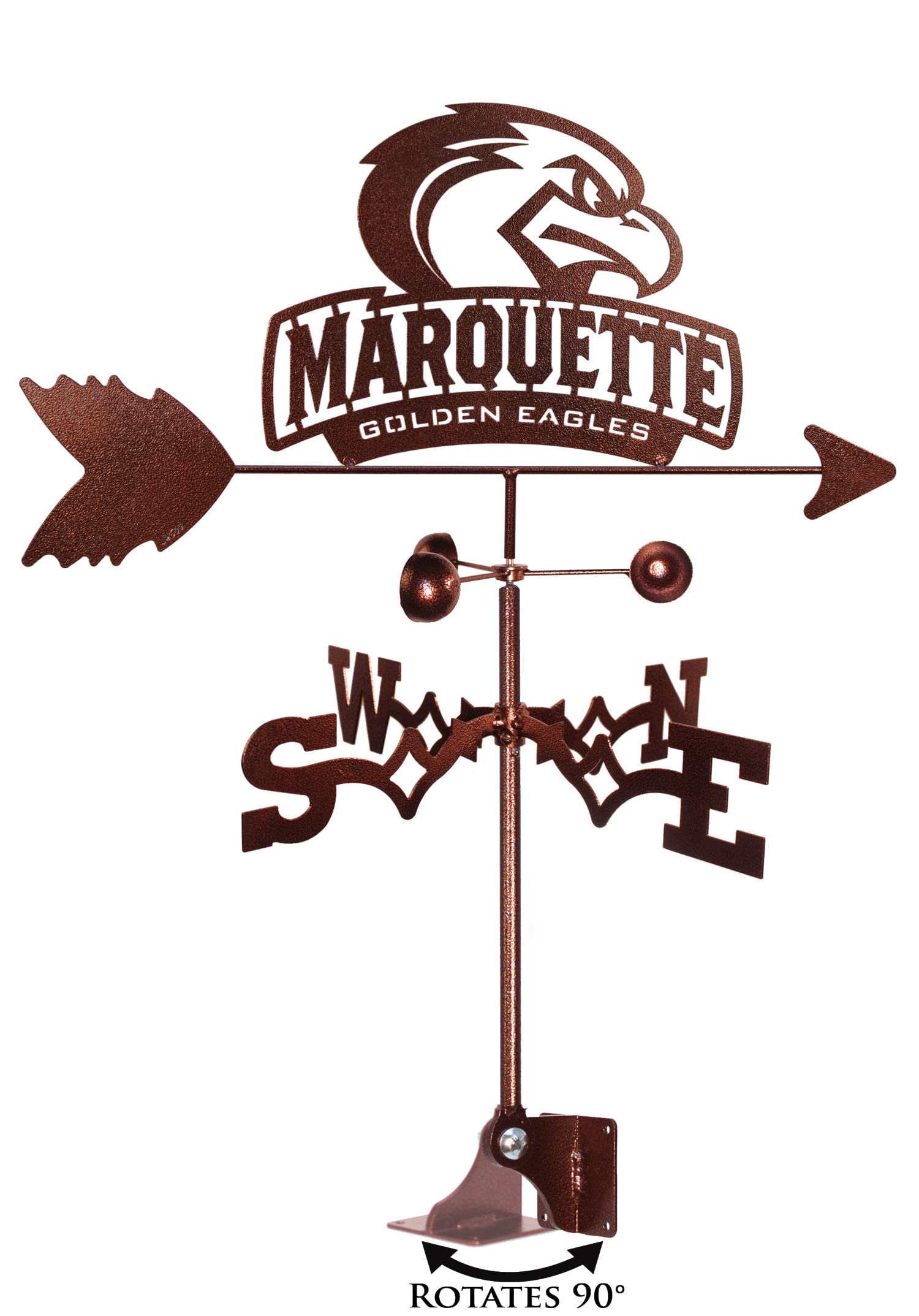 SWEN Products Marquette Eagles Weathervane with Adjustable Mount - Decorative Outdoor Roof Ornament for Garden, Farmhouse & Coastal Homes