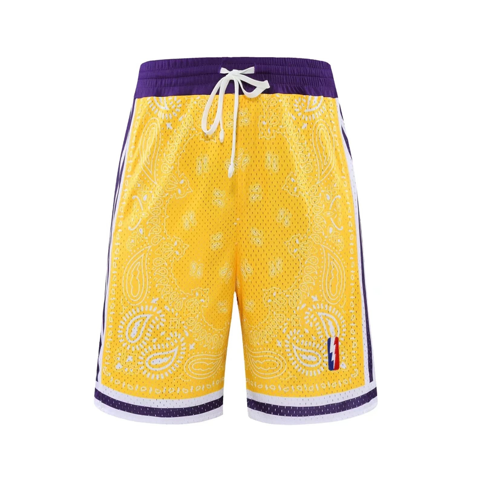 BOOMLEMON Men's Basketball Shorts - Breathable Mesh Workout Shorts with Stylish Paisley Print for Running, Gym & Outdoor Sports | Comfortable Athletic Training Short Pants