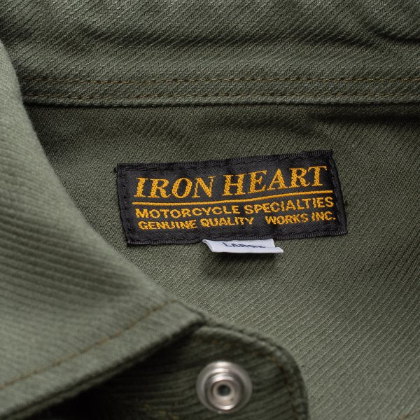 Iron Heart IHSH-235 13oz Military Serge Western Shirt - Olive Drab | Heavyweight Denim Workwear for Men | Perfect for Ranch Work, Outdoor Adventures & Casual Style
