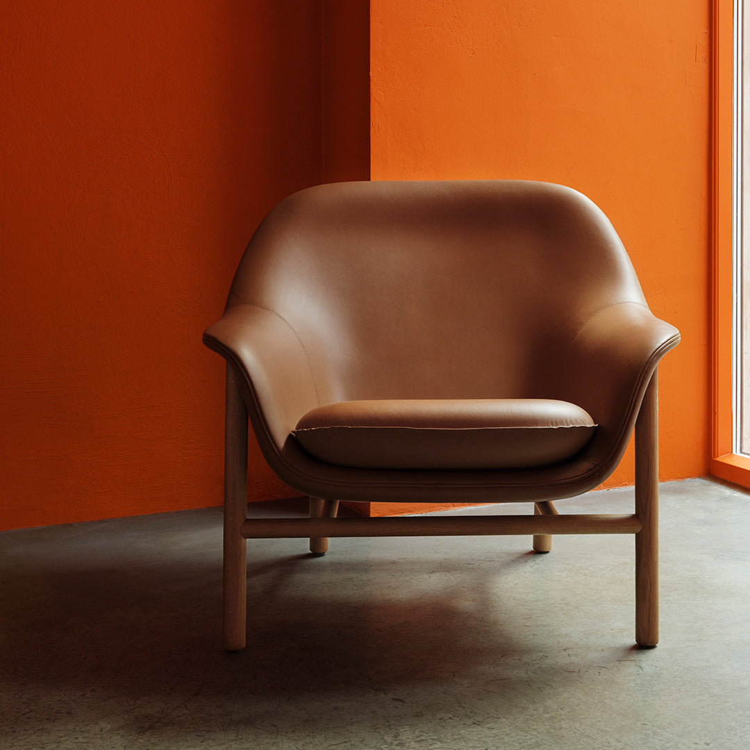 Modern Drape Low Lounge Chair with Solid Wood Legs - Perfect for Living Room, Bedroom, or Office Relaxation