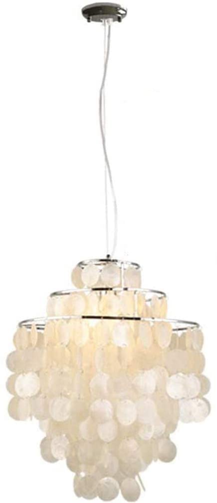 Modern Capiz Shell Pendant Light with Mother-of-Pearl Leaves - Adjustable Height E27 Ceiling Lamp for Dining Room, Living Room, Hallway, Kitchen & Restaurant Decor | Elegant Lighting for Home, Office and Commercial Spaces