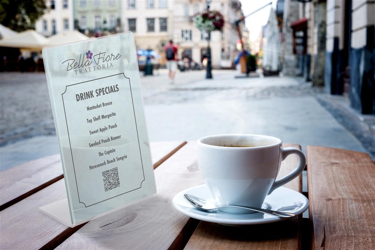 25 Pack Acrylic Sign Frames 4x6 Inches - Clear Lucite Slant Back Poster Holders with Slide-in Design for Retail Displays, Restaurants, and Office Signage