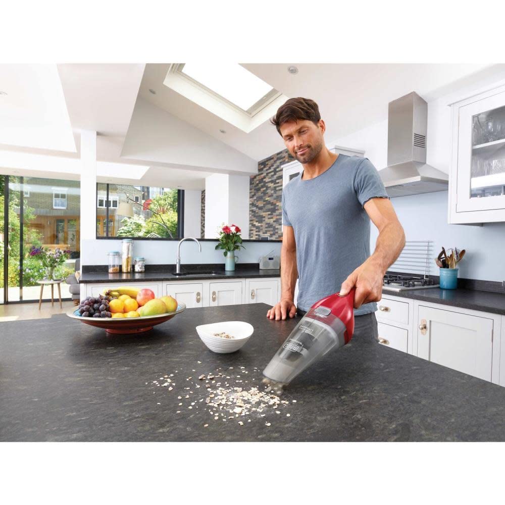 Black & Decker 3.6V Cordless Handheld Vacuum Cleaner with 1.5AH Battery - Lightweight Portable Red Vacuum for Car, Home, and Office Cleaning