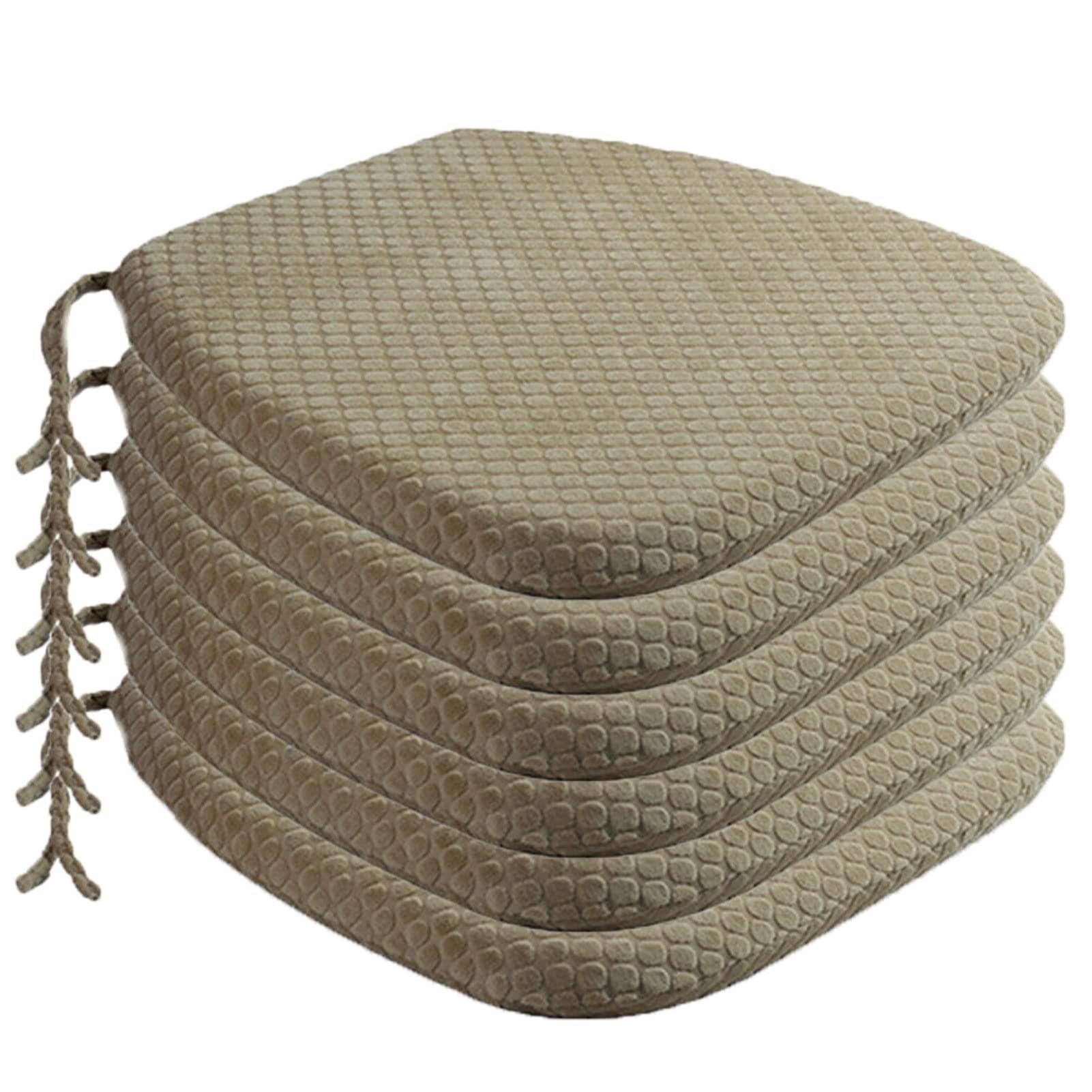 HGTRH 6-Pack Memory Foam Seat Cushions for Dining Chairs - 16x18 Inch Non-Slip Washable U-Shaped Chair Pads with Ties & Zipper - Comfortable Kitchen, Office, Car & Home Use - Perfect for Dining, Working & Long Drives
