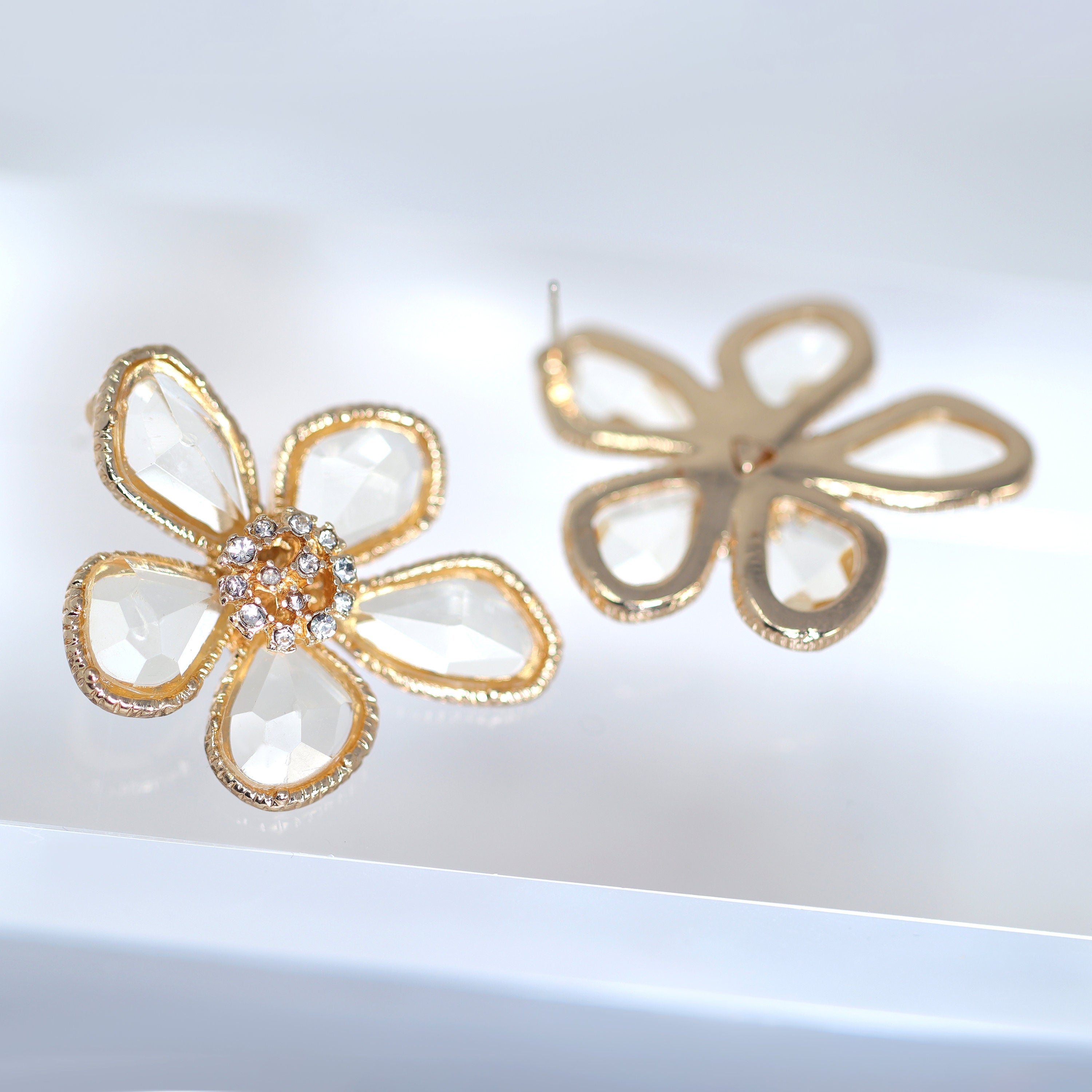 Fold Flower Stud Earrings - Elegant Bridal Jewelry for Weddings, Bridesmaid Gifts & Special Occasions | Dainty Floral Earrings for Women