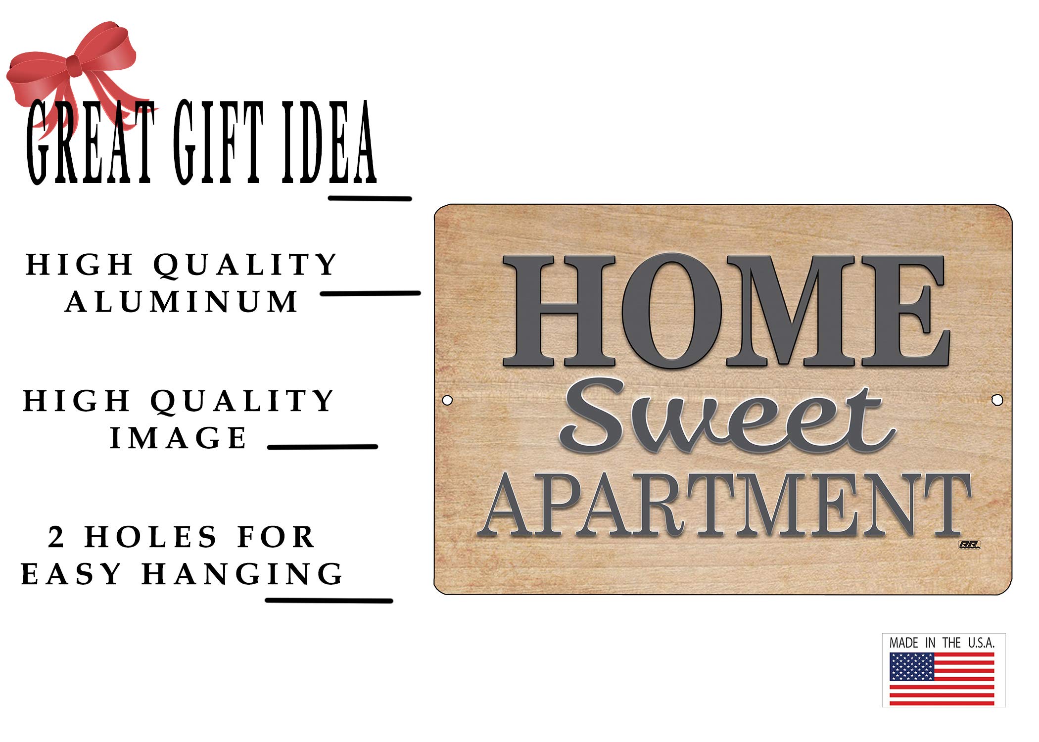 Rogue River Tactical Funny Sarcastic Metal Tin Sign - 'Home Sweet Apartment' Wall Decor Art Poster for Man Cave, Office, Bar & Garage Decoration
