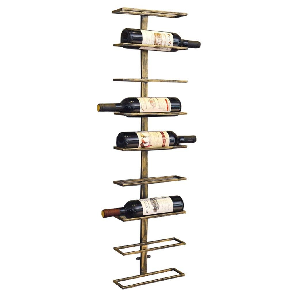 Wall-Mounted Wine Rack Holds 9 Bottles - Brass Hanging Wine Bottle Holder for Bar, Kitchen & Dining Room Decor - Space-Saving Wine Storage Solution for Home & Restaurant Use