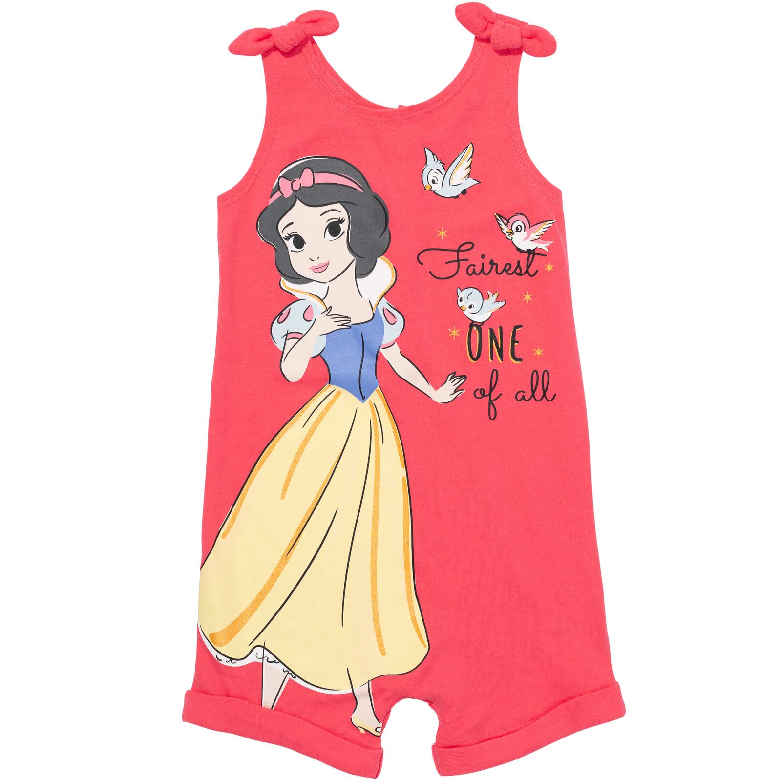 Disney Princess Baby Girls Snap Romper & Headband Set - Rapunzel, Ariel, Belle, Jasmine, Aurora - Newborn to Toddler Outfit for Birthday, Photo Shoots & Dress-Up Play