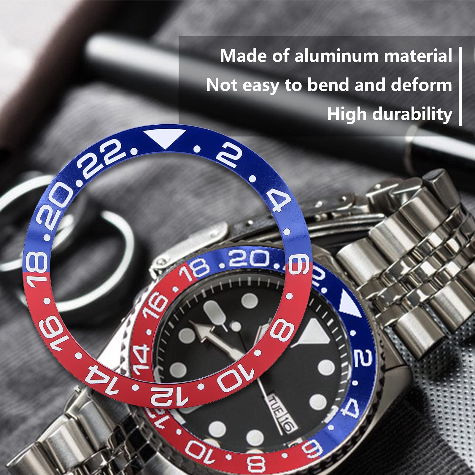 ZJchao Watch Bezel Insert - 1.5 Inch Aluminum Replacement Ring for Professional Watch Repair, DIY Enthusiasts & Luxury Watch Maintenance