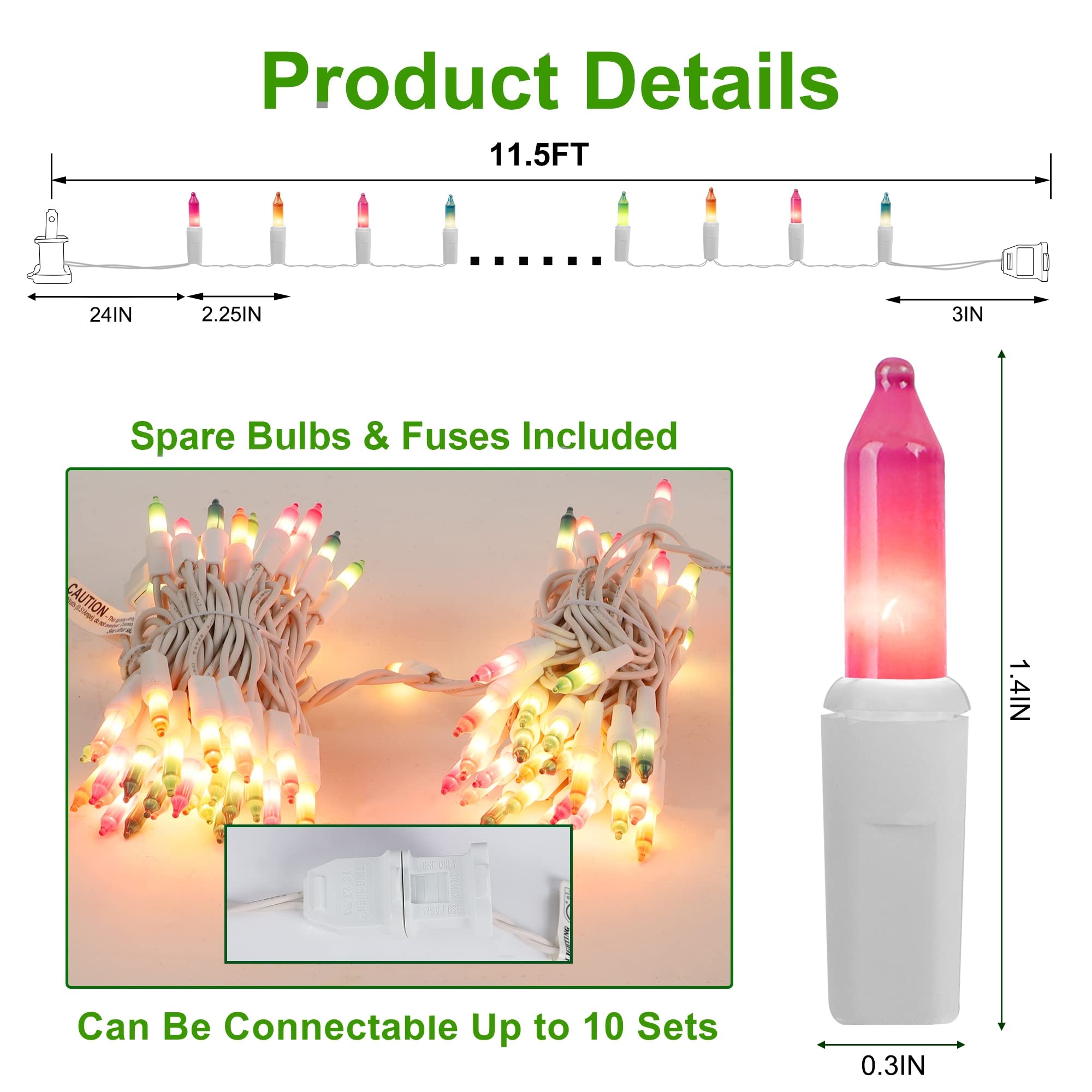 WATERGLIDE 50-Count Pastel Fairy Lights - UL Certified 120V Mini String Lights for Easter, Christmas, Patio, Wreath, Garland & Indoor/Outdoor Decor | Perfect for Garden Parties, Holiday Displays & Cozy Home Ambiance