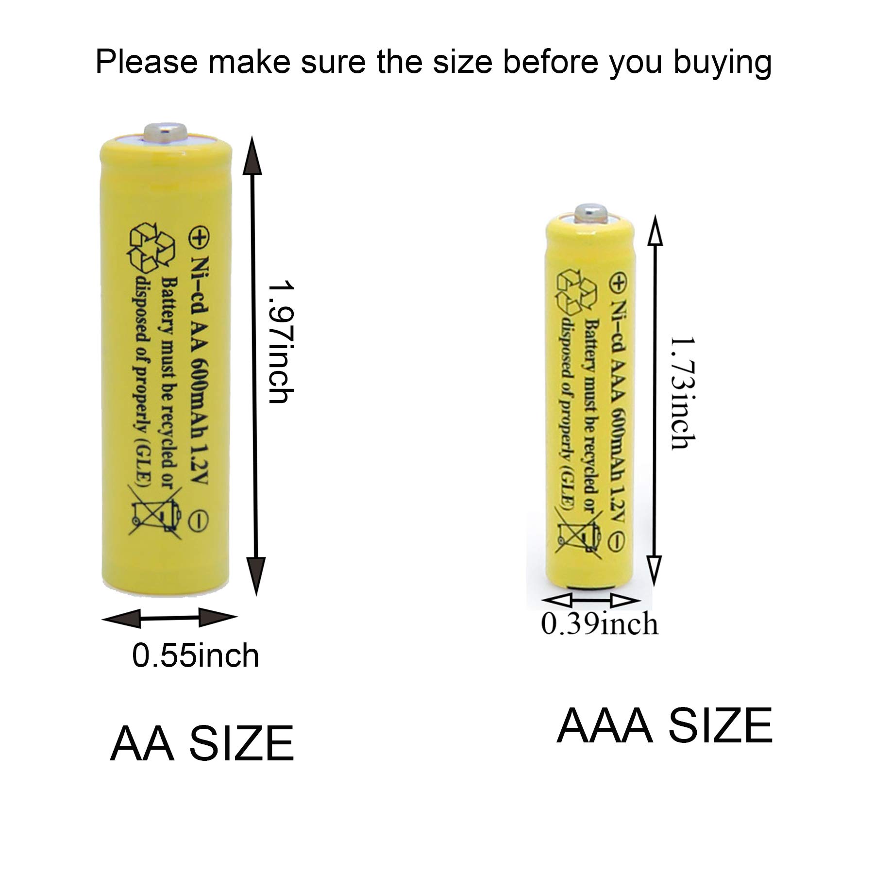 8 Pack AA 1.2V 600mAh Ni-Cd Rechargeable Solar Batteries for Outdoor Solar Lights, Garden Lamps, Pathway Lighting - Long Lasting Power for Solar Powered Devices