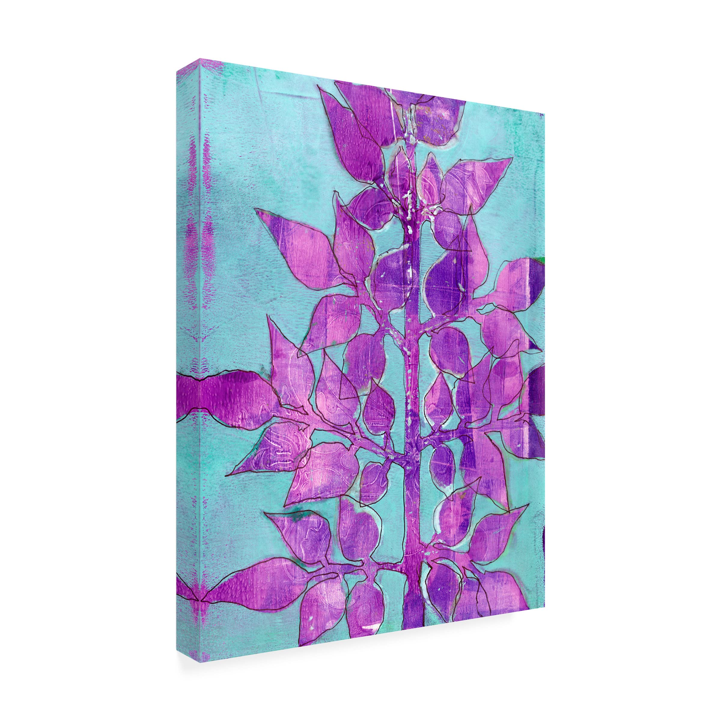 Regina Moore 'Purple Planta I' Canvas Wall Art Print - Modern Botanical Floral Painting for Living Room, Bedroom & Office Decor