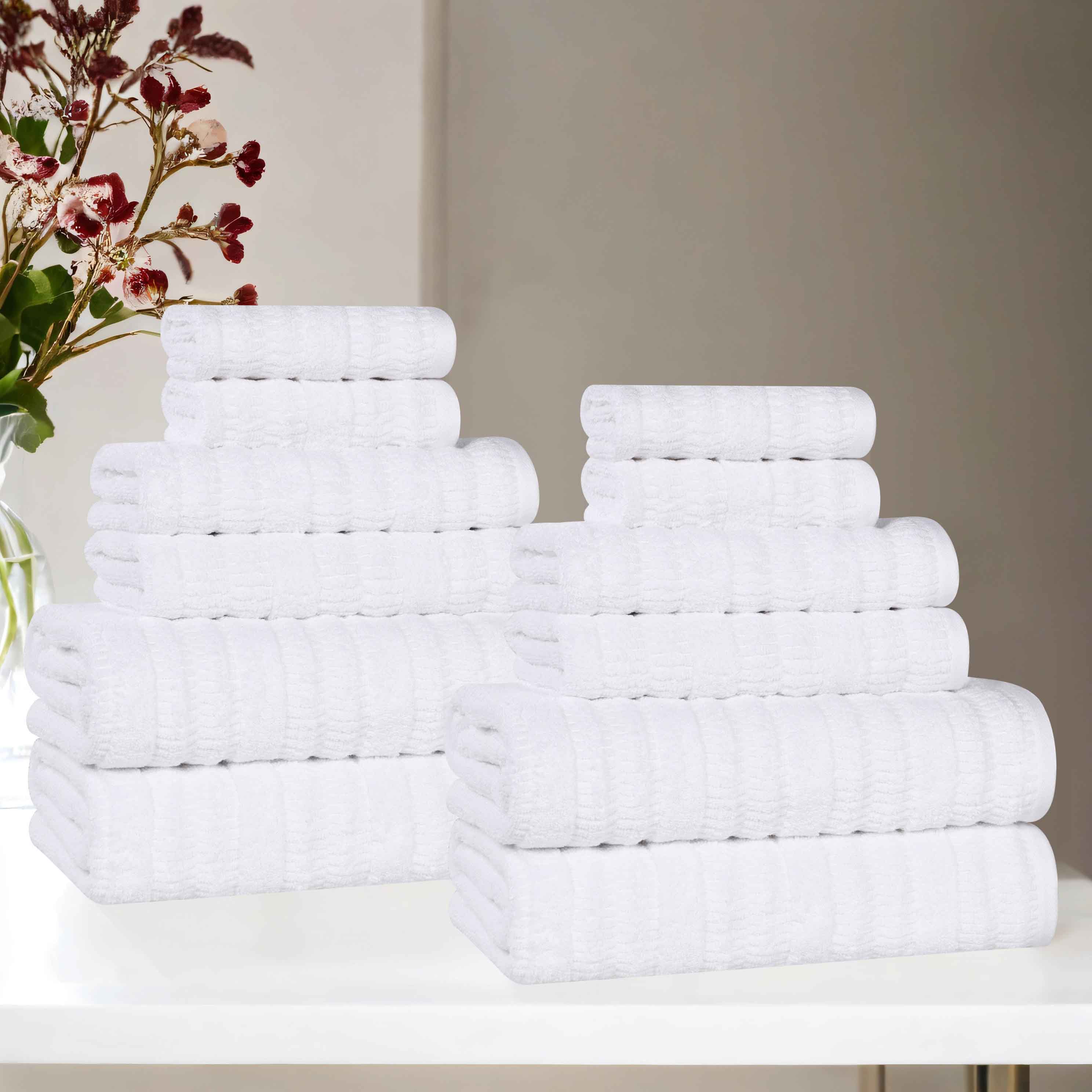 Premium Mika Smart Twist Cotton 12-Piece Towel Set - Ultra Soft, Absorbent & Durable Bath Towels for Spa, Gym, and Luxury Home Use