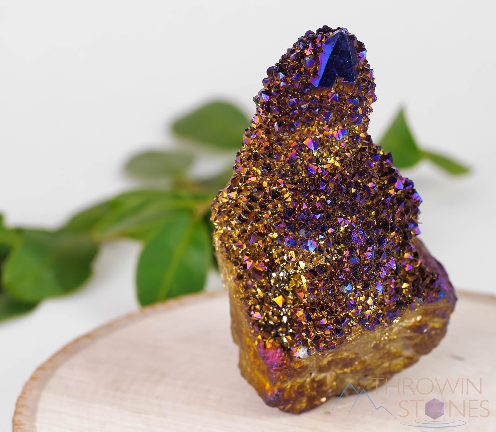 Rainbow Aura Quartz Crystal Cluster - Titanium Gold Coated Spirit Quartz for Meditation, Healing & Home Decor | Metaphysical Crystal Gift R0396 | Perfect for Yoga Spaces, Altars & Energy Healing