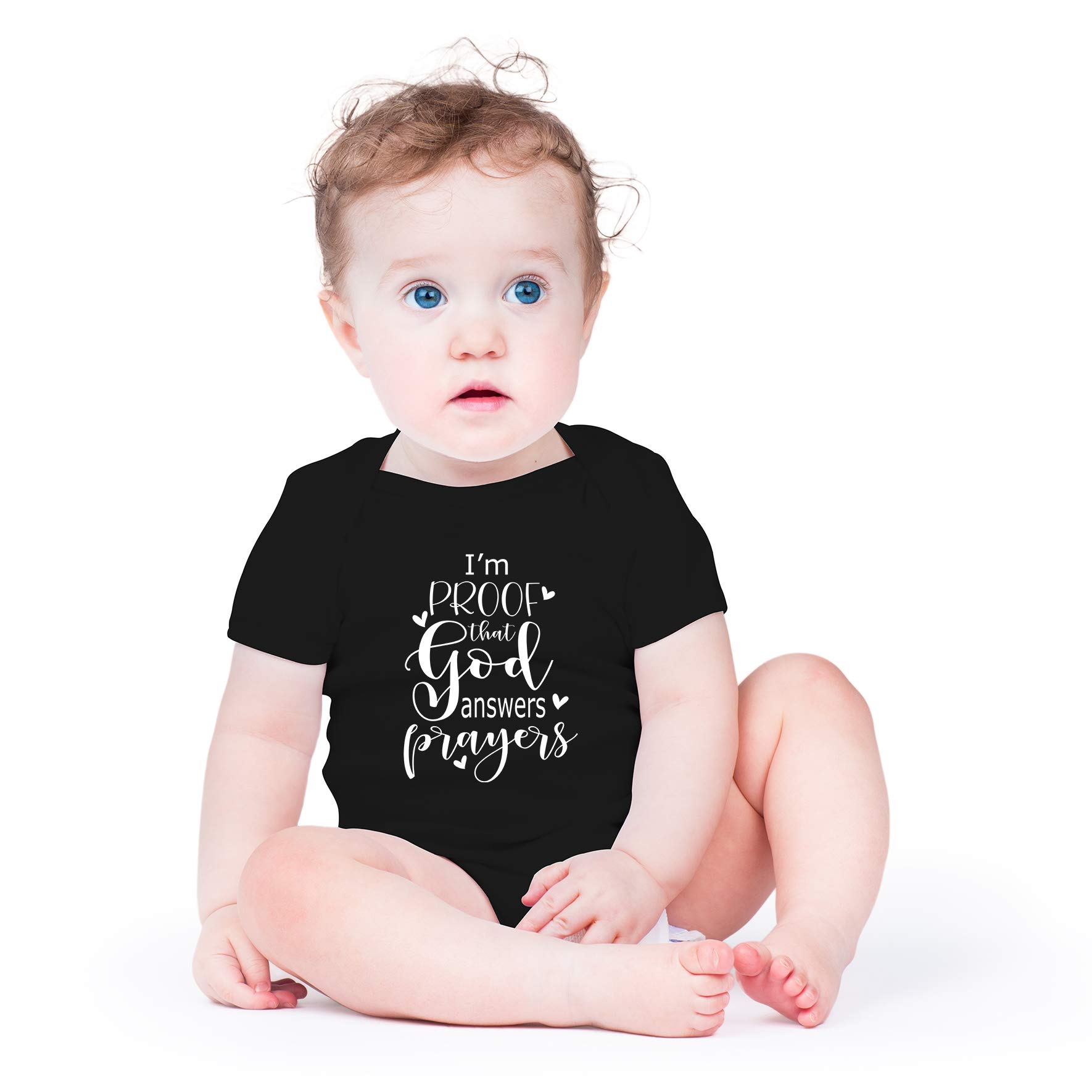 Funny Baby Bodysuit - 'I'm Proof That God Answers Prayers' Cute Newborn Romper for Boys & Girls | AW Fashions | Perfect for Church, Baptism & Family Photos