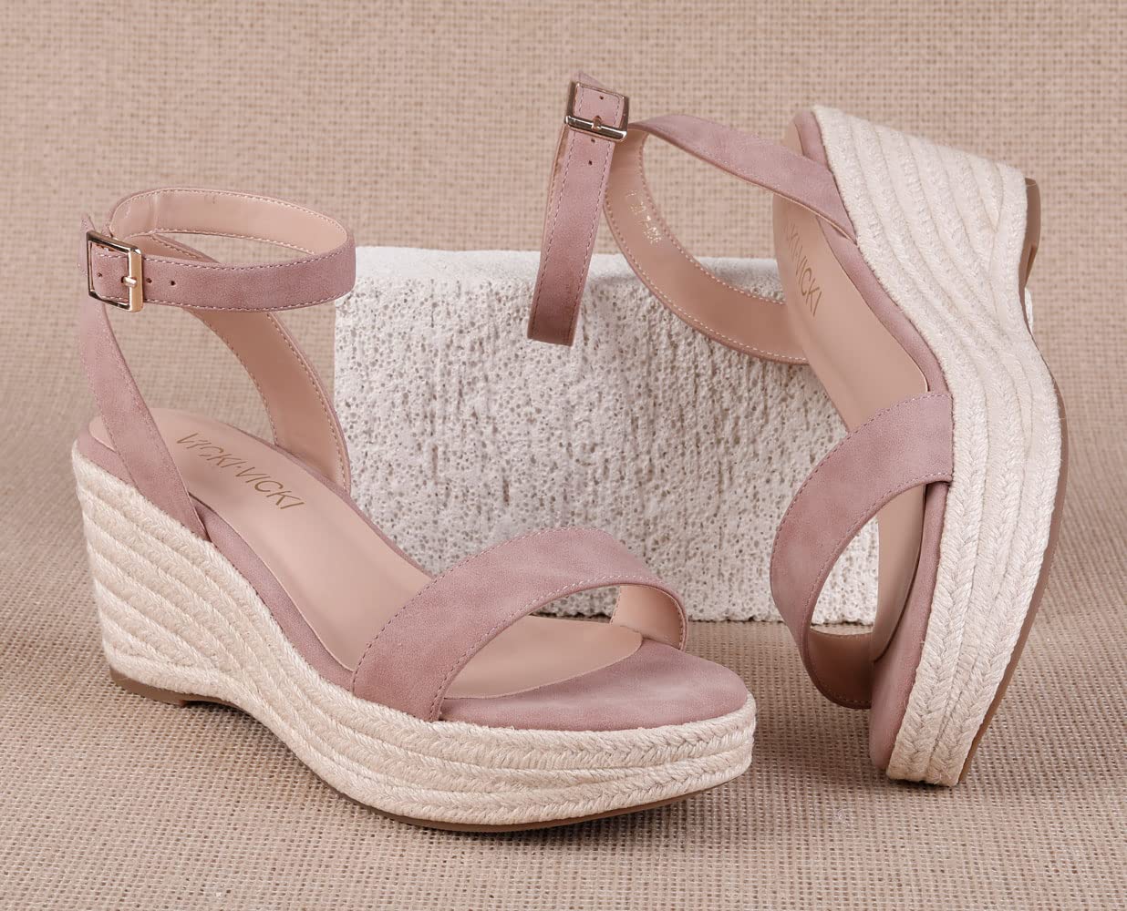 Women's Platform Wedge Espadrilles Sandals with Ankle Strap - Open Toe Summer Shoes for Beach, Vacation & Casual Outings