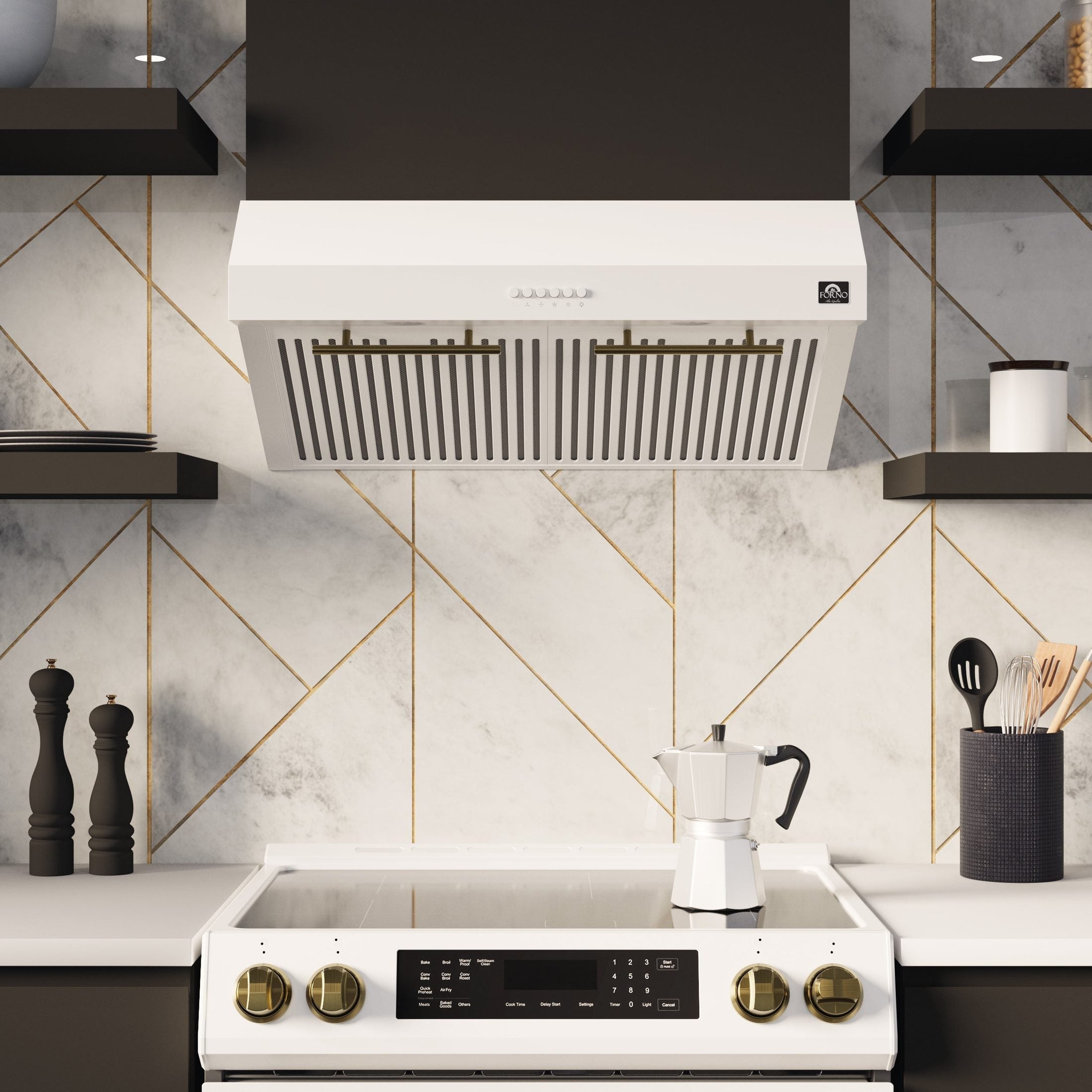 Forno Bari 30-Inch Under Cabinet Range Hood 400 CFM - FRHUC5255 | Powerful Ventilation for Kitchen, Stainless Steel Design, Easy Installation | Perfect for Home Cooking, Baking, and Grilling