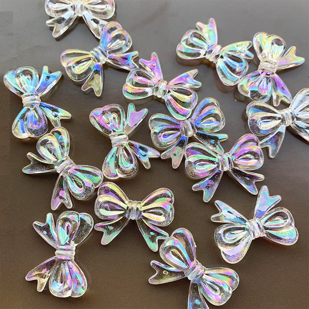 40pcs 21x29mm Flat Back Acrylic Bowknot Beads for DIY Jewelry Making, Scrapbooking, Craft Projects - Perfect for Necklaces, Bracelets, Home Decor & Gift Wrapping