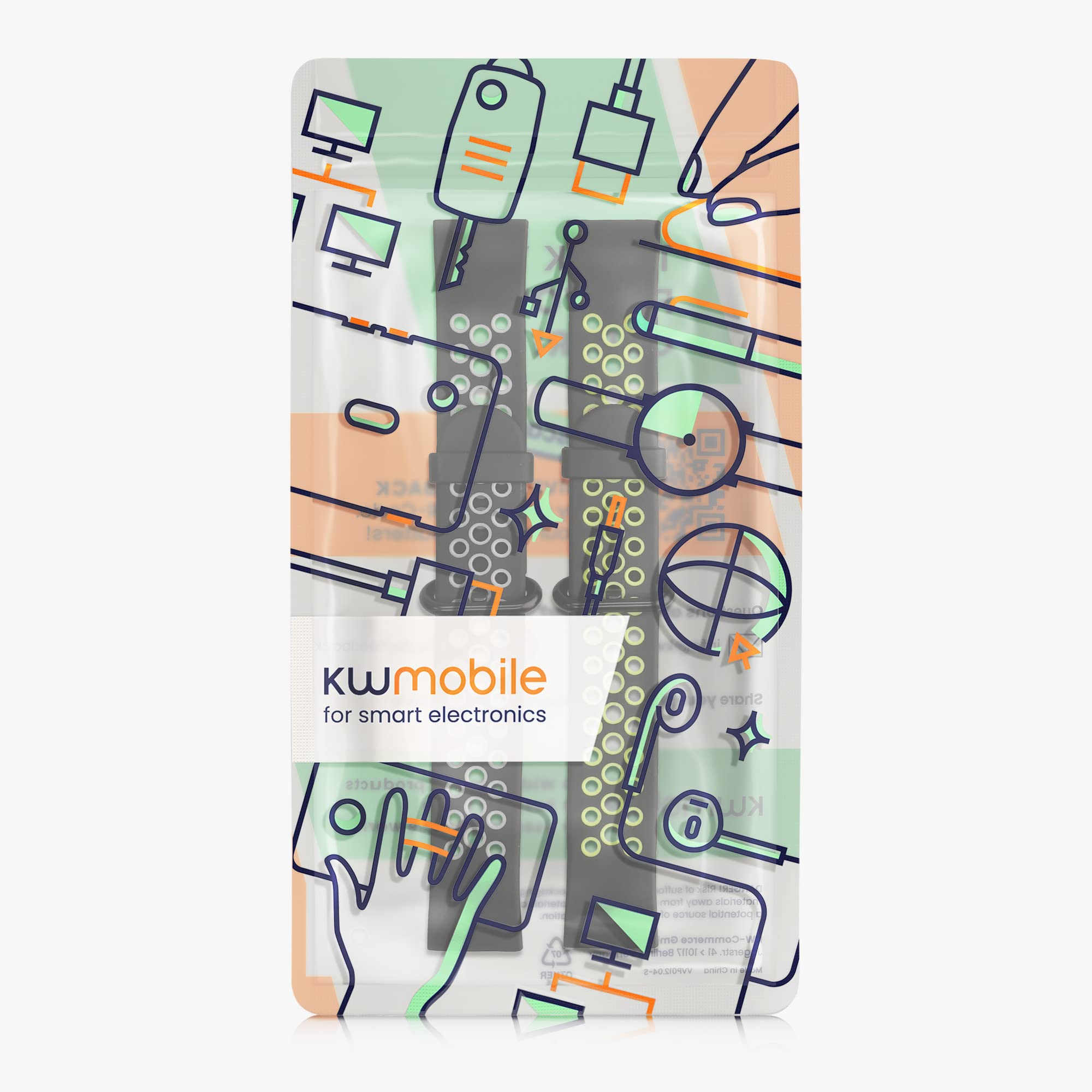 kwmobile 2-Pack Silicone Replacement Watch Straps Compatible with Xiaomi Mi Watch Lite & Redmi Watch - Soft Durable Sport Band in Black/Dark Blue for Running, Swimming & Everyday Wear