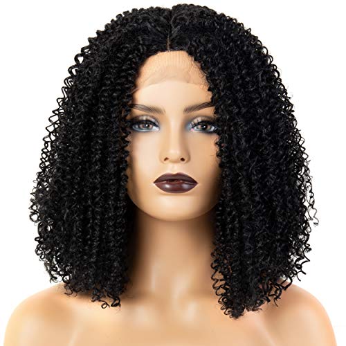 OneDor Afro Kinky Curly Lace Front Wigs for African American Women - 1B Off Black Natural Looking Human Hair Wig | Perfect for Daily Wear, Cosplay & Special Occasions