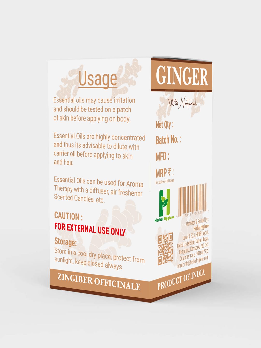 100% Pure Natural Undiluted Ginger Essential Oil for Skin Care, Hair Growth & Weight Loss - 10ml | Aromatherapy, Massage & DIY Beauty Recipes