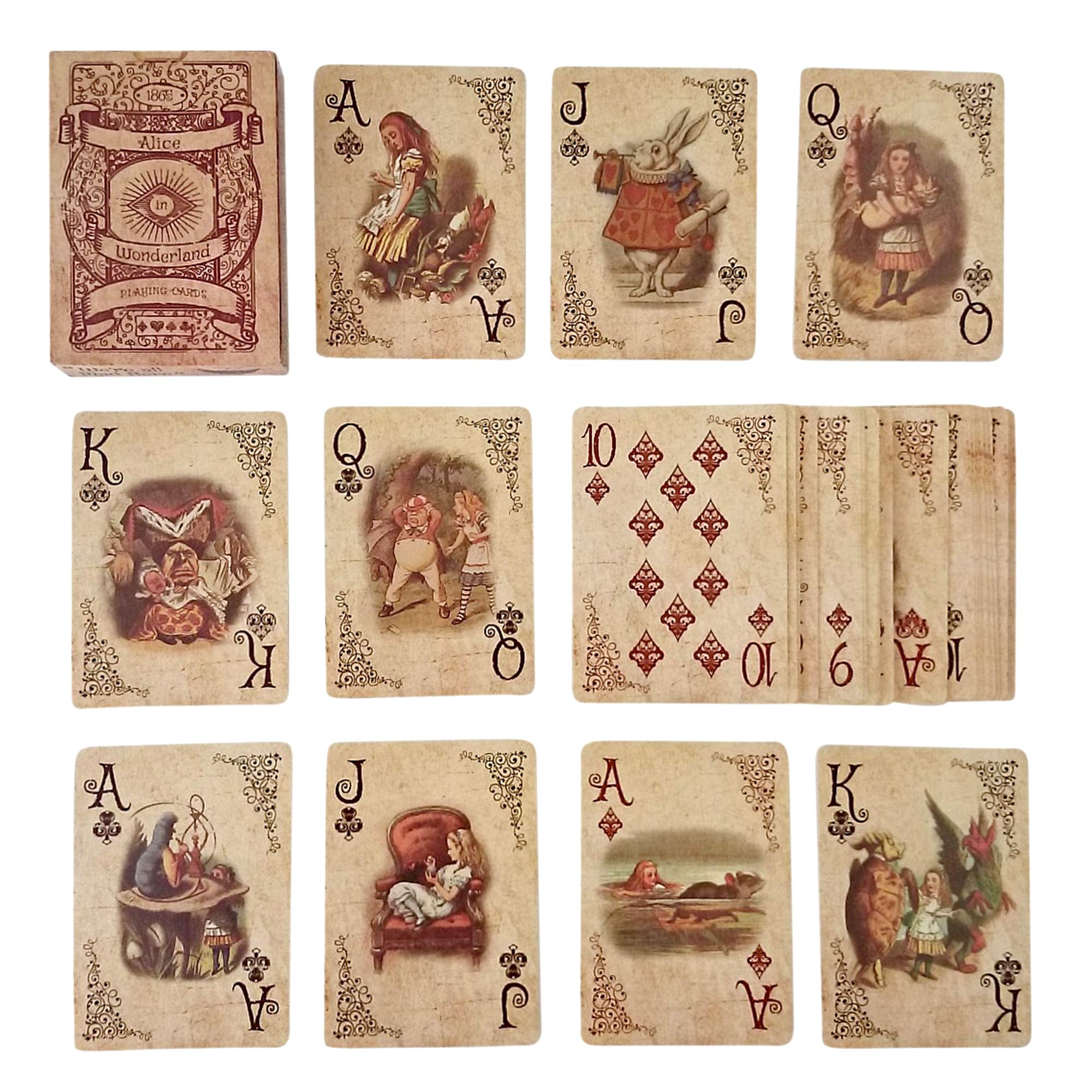 ASVP Shop Alice In Wonderland Playing Cards - 54-Piece Deck for Magic Tricks, Poker Nights & Themed Parties | Perfect for Collectors, Game Nights & Wonderland-Themed Events