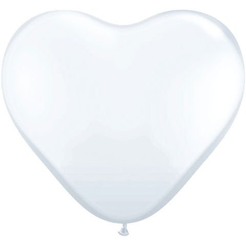 Qualatex 6 Inch White Heart Balloons - Pack of 100 for Valentine's Day, Wedding Decorations & Party Supplies