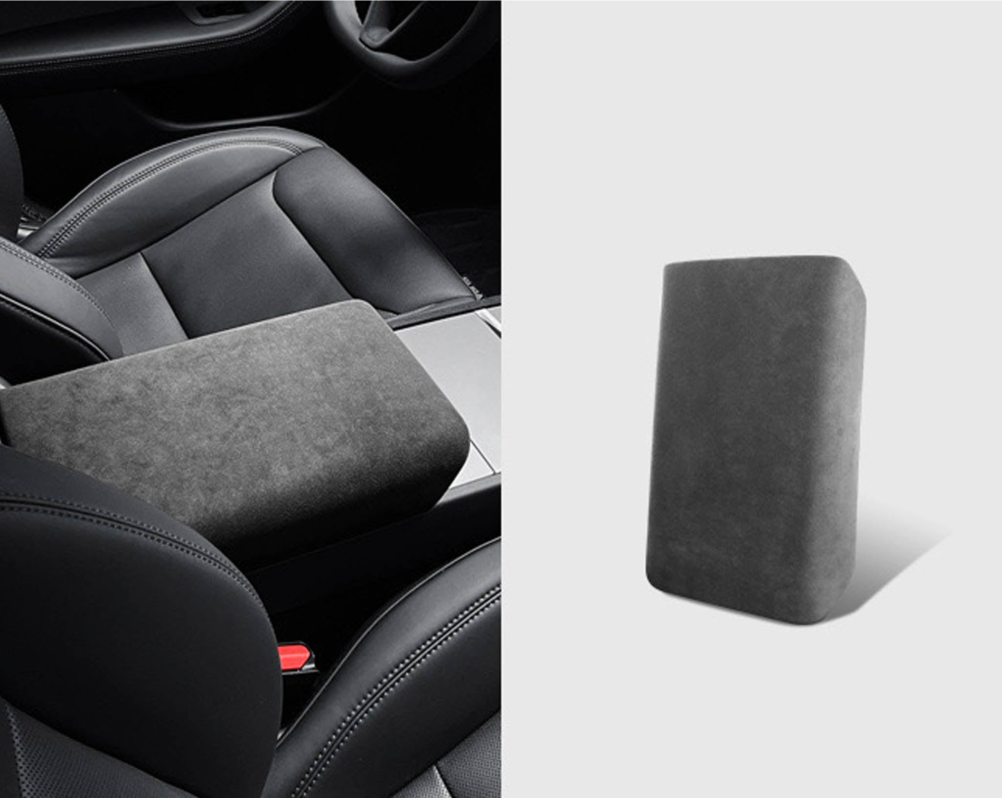 Premium Alcantara Armrest Cover for Tesla Model 3 Highland (2024+) & Model Y Juniper (2025+) - Luxurious Interior Upgrade for Enhanced Comfort & Style While Driving