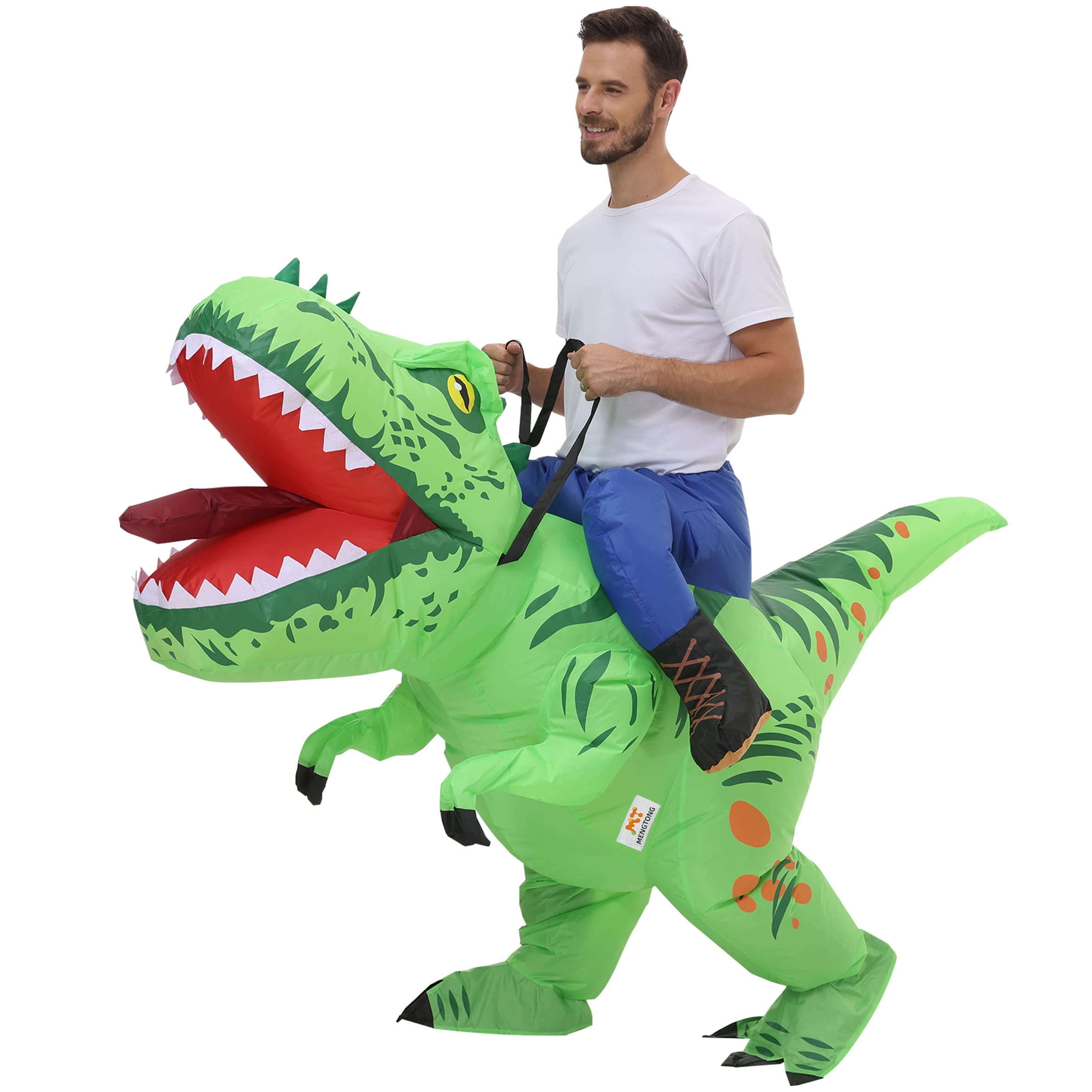 MT MENGTONG Inflatable Dinosaur Costume for Adults - Funny T-Rex Halloween Costume for Men & Women | Dinosaur Rider Outfit for Parties, Cosplay & Events