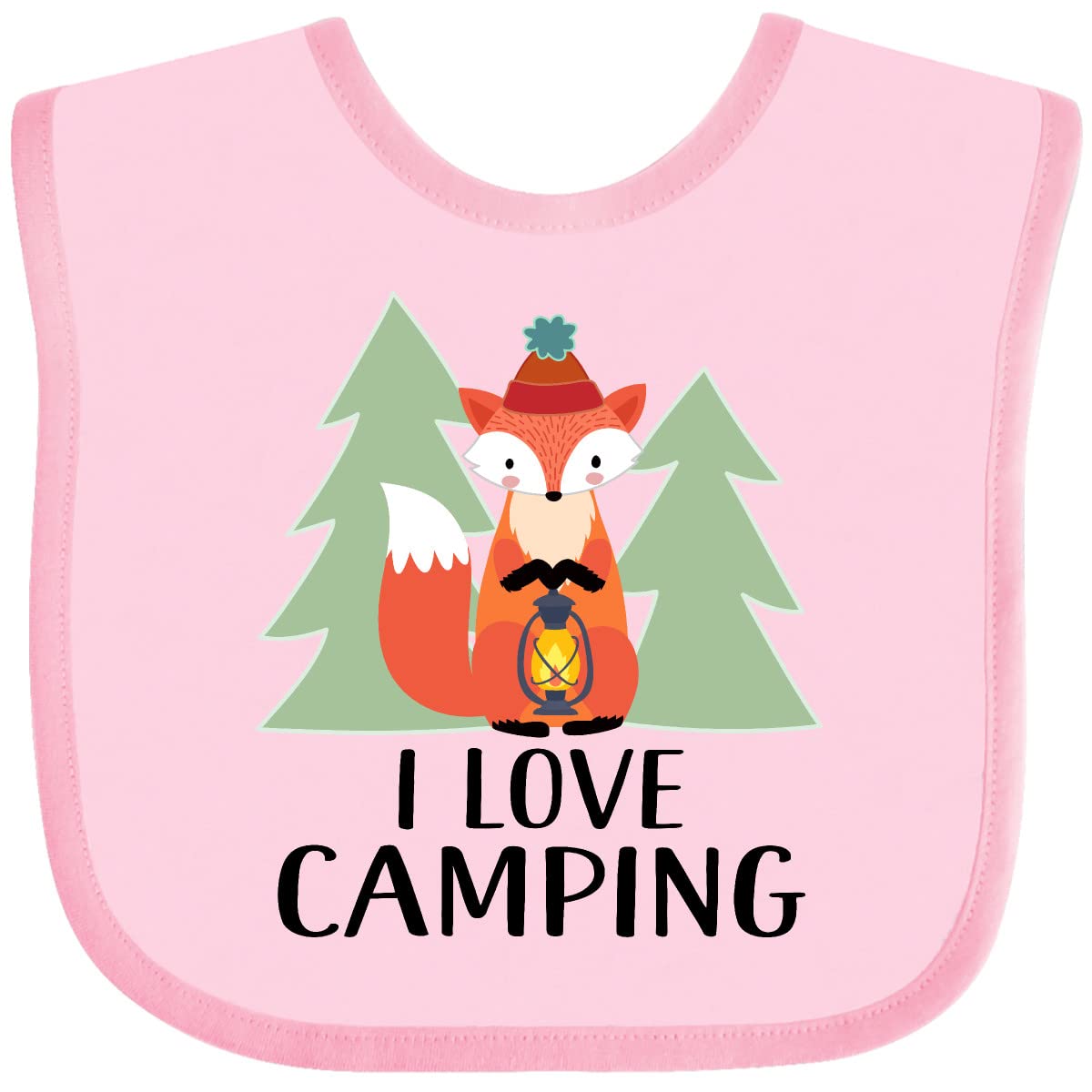 Inktastic I Love Camping Woodland Fox Baby Bib - Adorable Fox Design for Camping Enthusiasts - Perfect for Outdoor Adventures, Baby Showers & Everyday Use