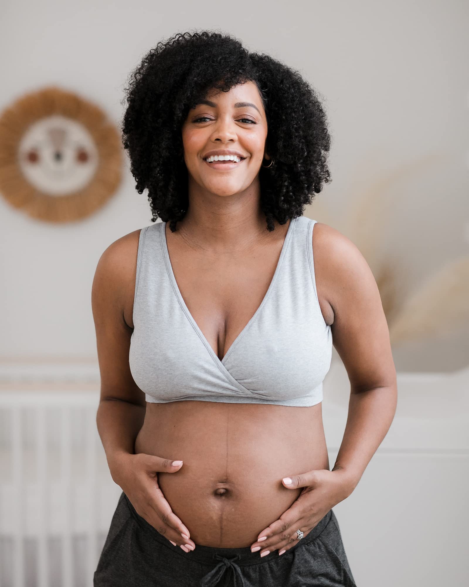 Kindred Bravely Organic Cotton Maternity & Nursing Sleep Bra - Wireless Comfort for Pregnant & Breastfeeding Women | Perfect for Nighttime Nursing & Relaxation