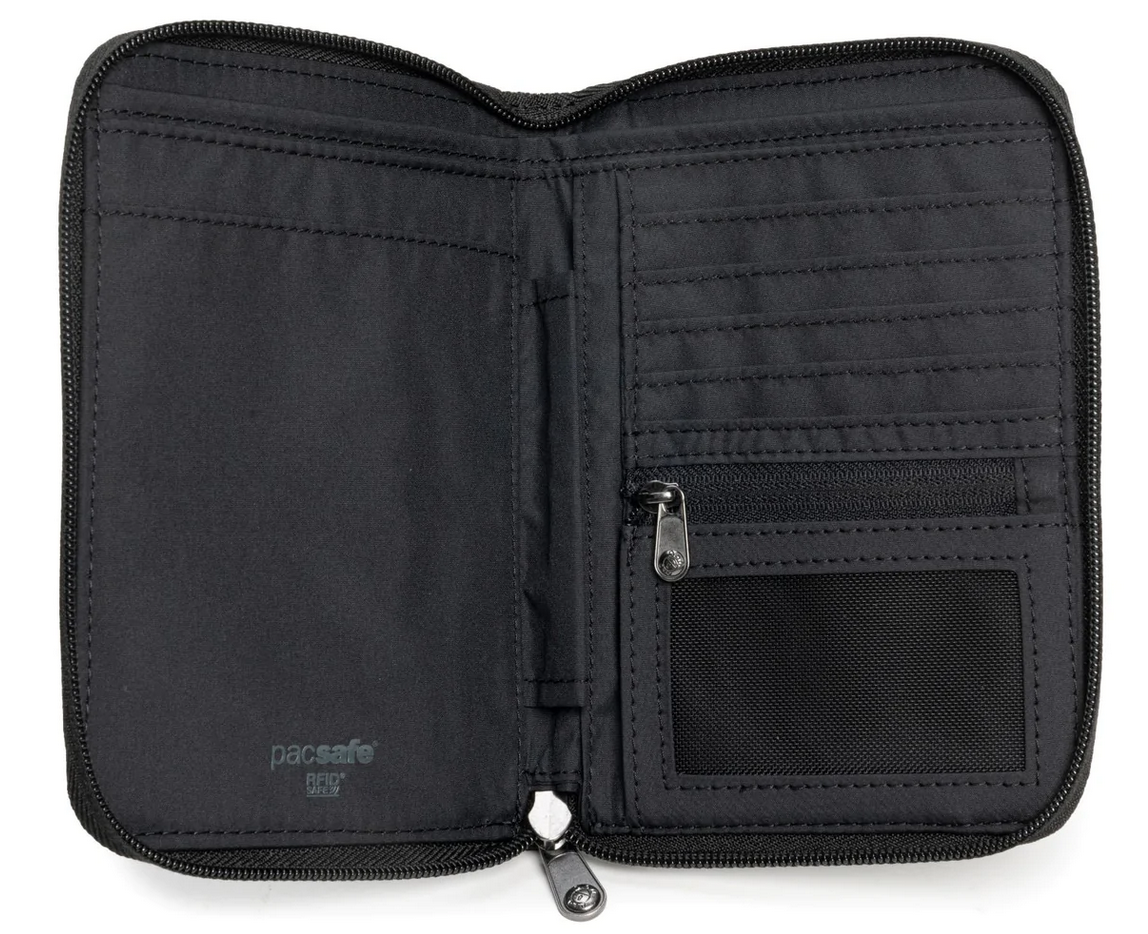 Pacsafe RFIDsafe RFID Blocking Compact Travel Organizer - Anti-Theft Passport Wallet & Credit Card Holder for Secure International Travel & Daily Commute