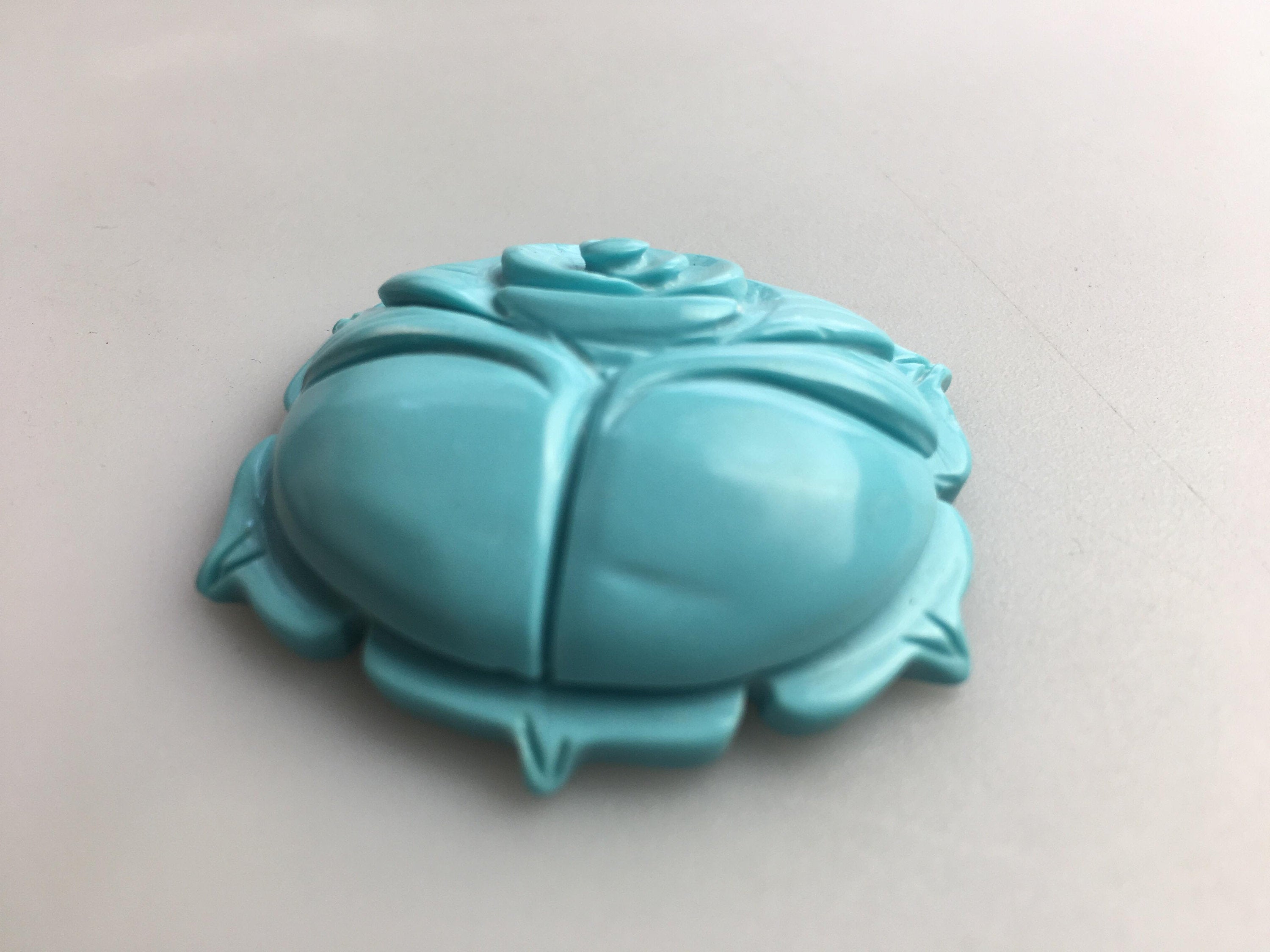 Hand Carved Blue Magnesite Rose Pendant - 40mm Natural Stone Jewelry for Women - Perfect for Gifts, Meditation & Spiritual Healing