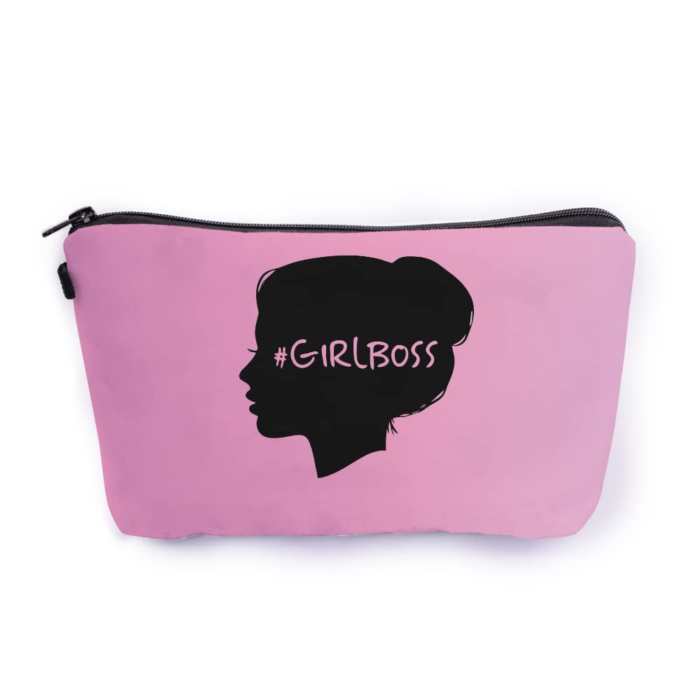 Crazyify Bold Girlboss Travel Pouch - Waterproof Canvas Cosmetic Bag for Women | Makeup Organizer & Toiletry Storage | Perfect for Travel, Gym & Daily Essentials (Zipper Closure, Durable Fabric)