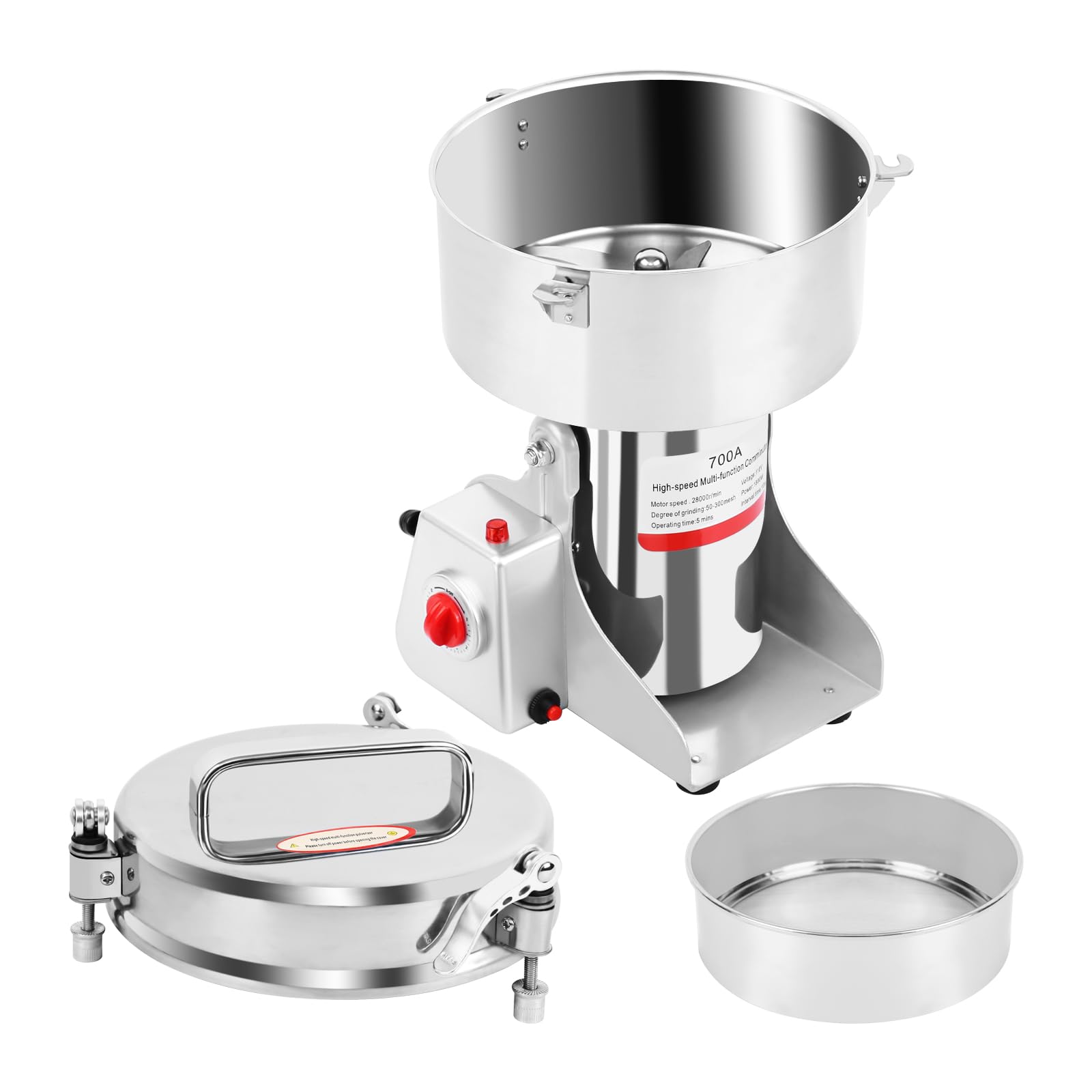 700g Electric Grain Mill Grinder 1800W Commercial Grade - High Speed 28000RPM Superfine Powder Machine for Coffee Beans, Spices, Nuts & Dry Ingredients - Perfect for Home Kitchens, Bakeries & Coffee Shops