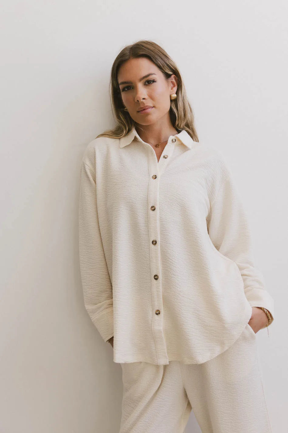 Etta Beige Button Up Shirt for Women - Soft Cotton Blouse, Casual & Office Wear - Final Sale | Perfect for Work, Dates & Everyday Outfits