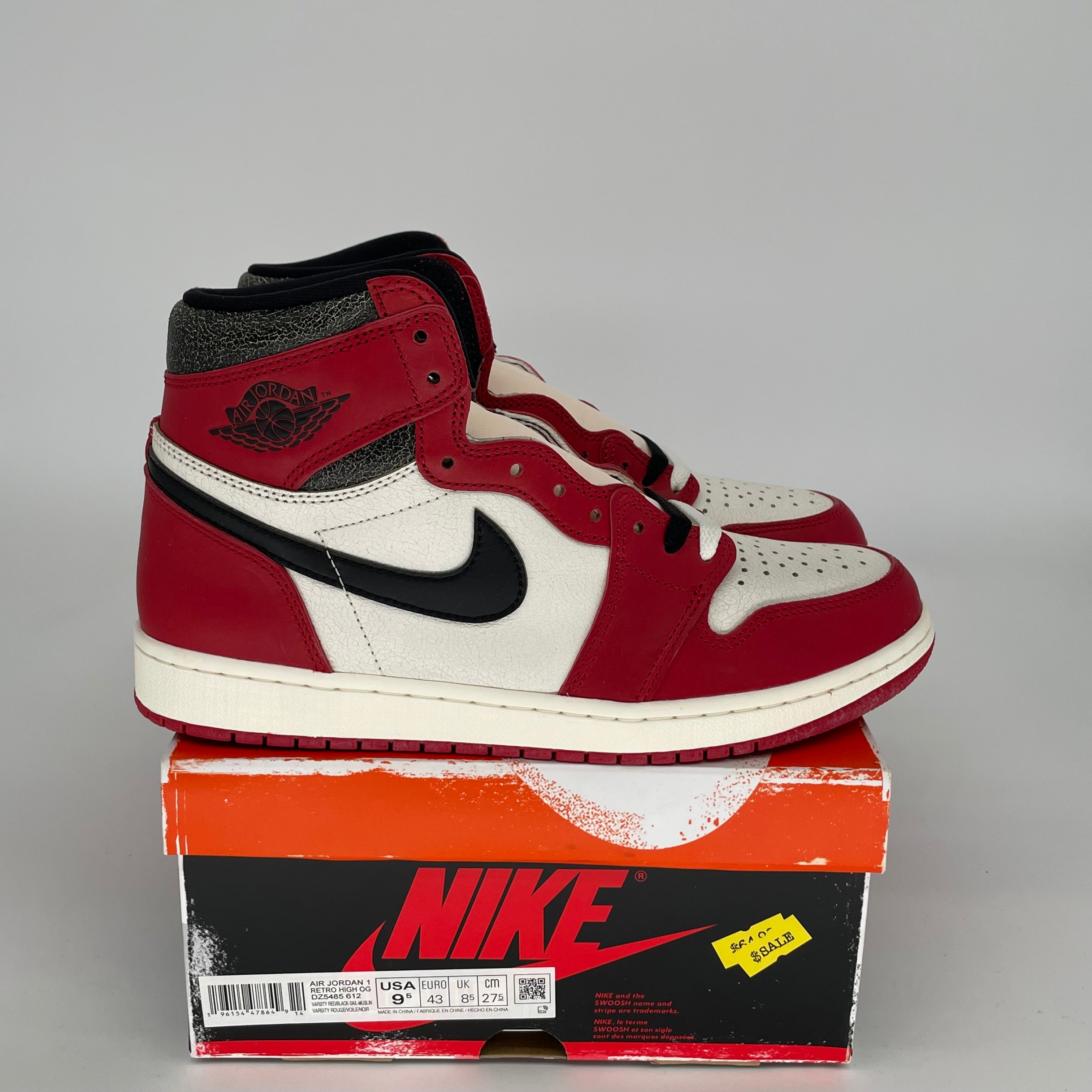 Original Air Jordan 1 Retro High OG 'Lost & Found' Sneakers - Men's Size 9.5 (DZ5485-612) - Classic Basketball Shoes for Streetwear & Casual Outfits