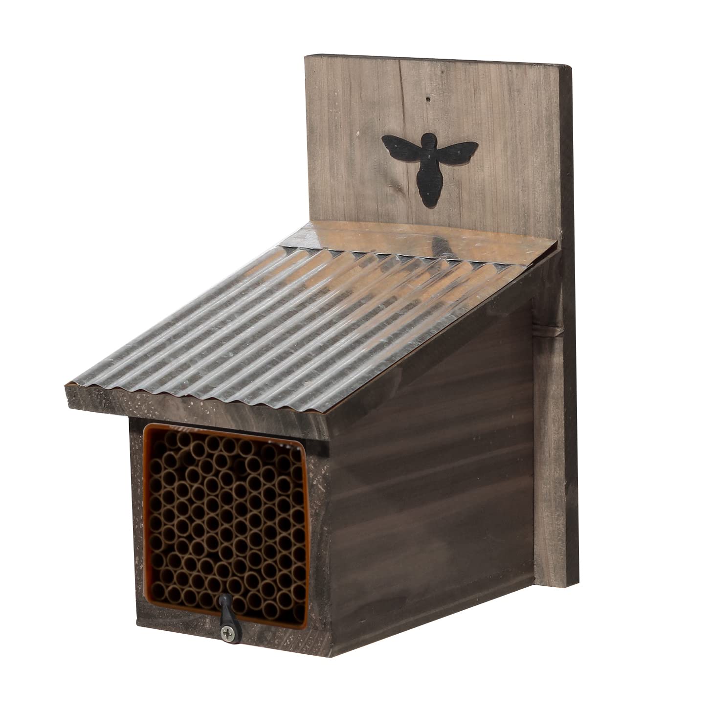 Woodlink Mason Bee House with Galvanized Roof - Natural Pollinator Habitat for Garden, Backyard & Outdoor Use - Attract Beneficial Bees for Better Plant Growth