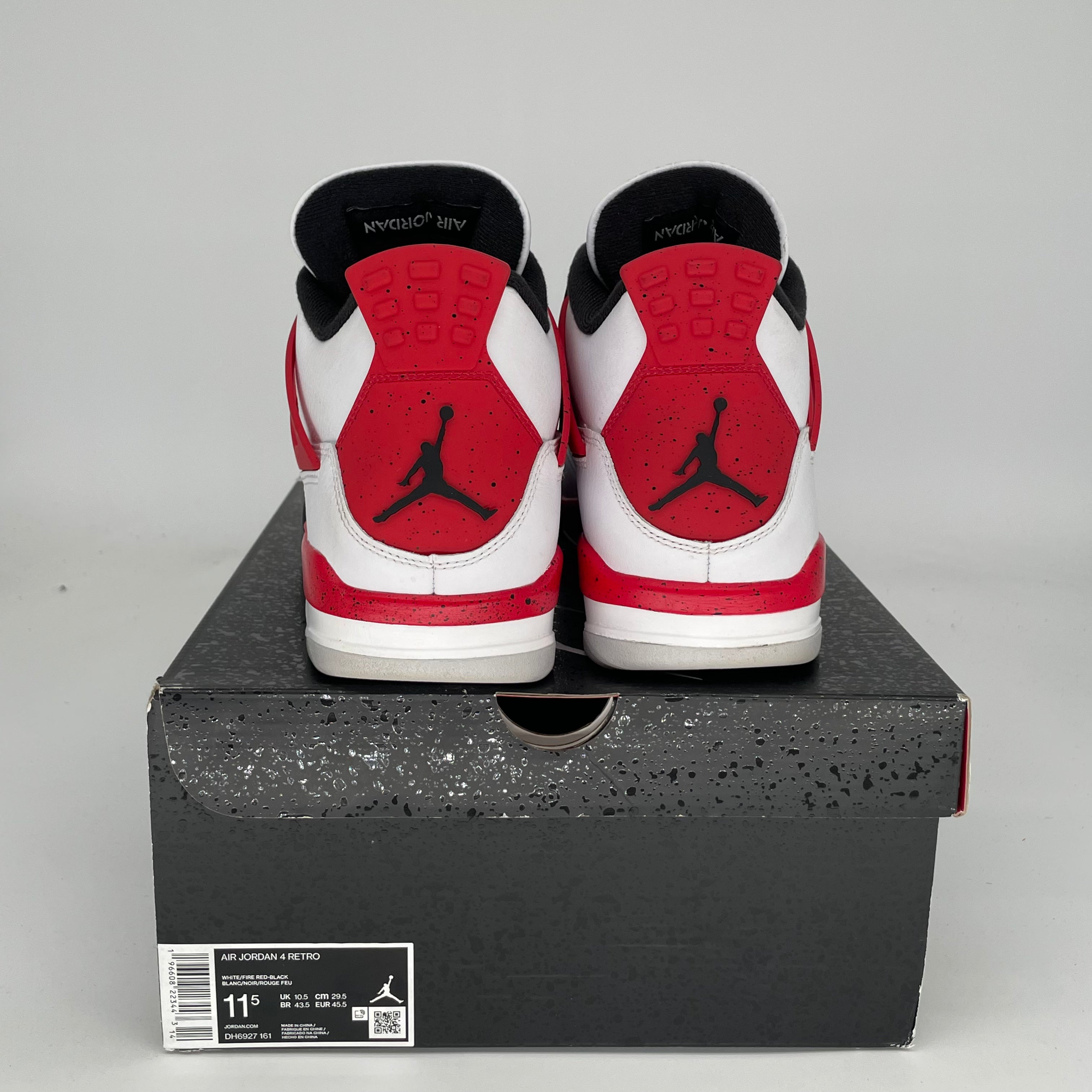 AIR JORDAN 4 Retro Red Cement Men's Basketball Shoes Size 11.5 - Authentic DH6927-161 Sneakers for Casual Wear & Street Style
