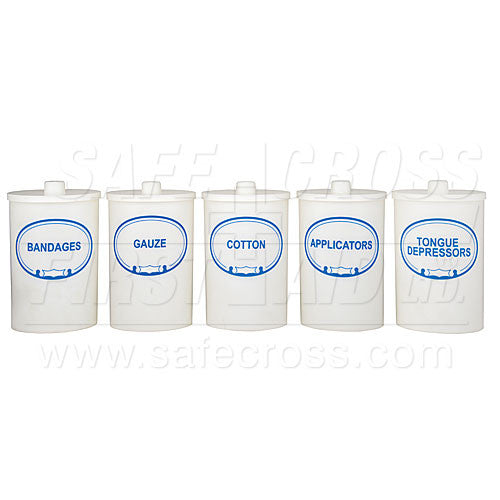 SUNDRY JARS Plastic Storage Containers with Labels - 5 Piece Set for Kitchen Pantry Organization & Spice Storage