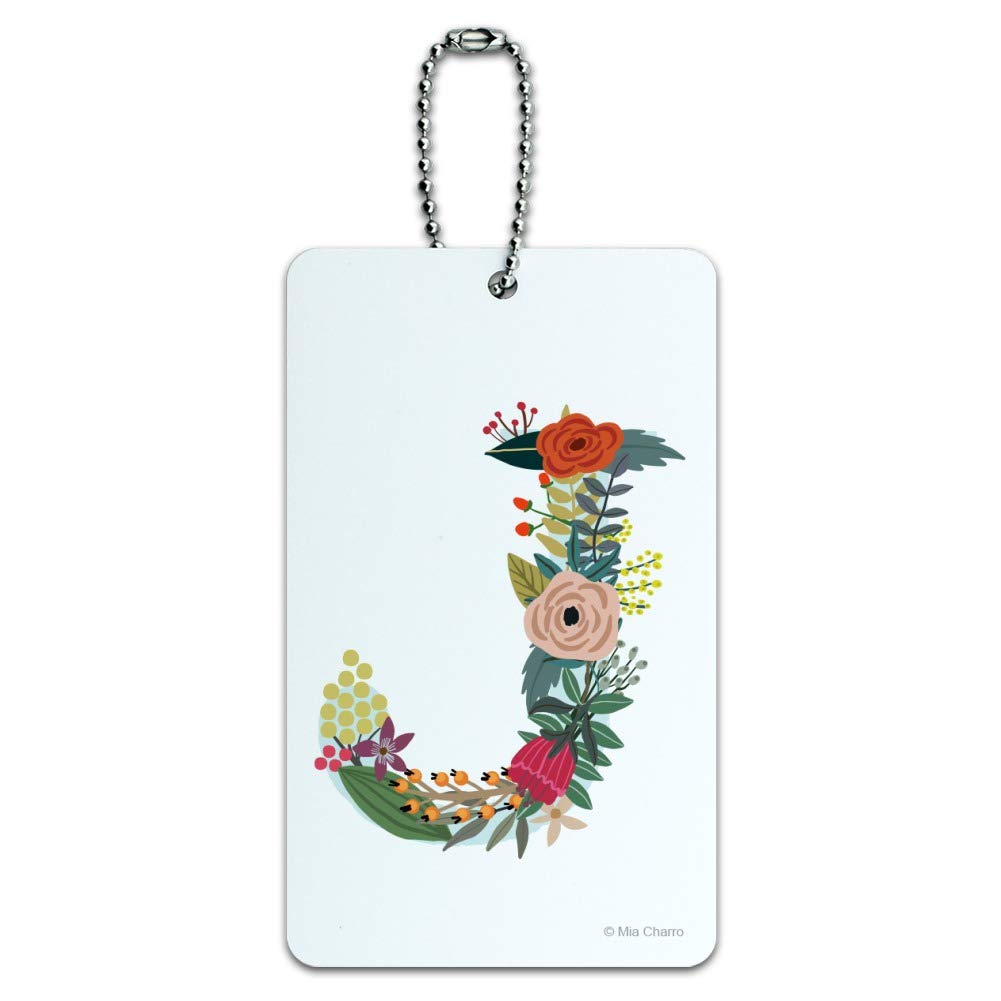 Floral Monogram Letter J Luggage Tag - Personalized Initial ID Card for Suitcases & Carry-On Bags - Perfect for Travel, Gifts & Organization